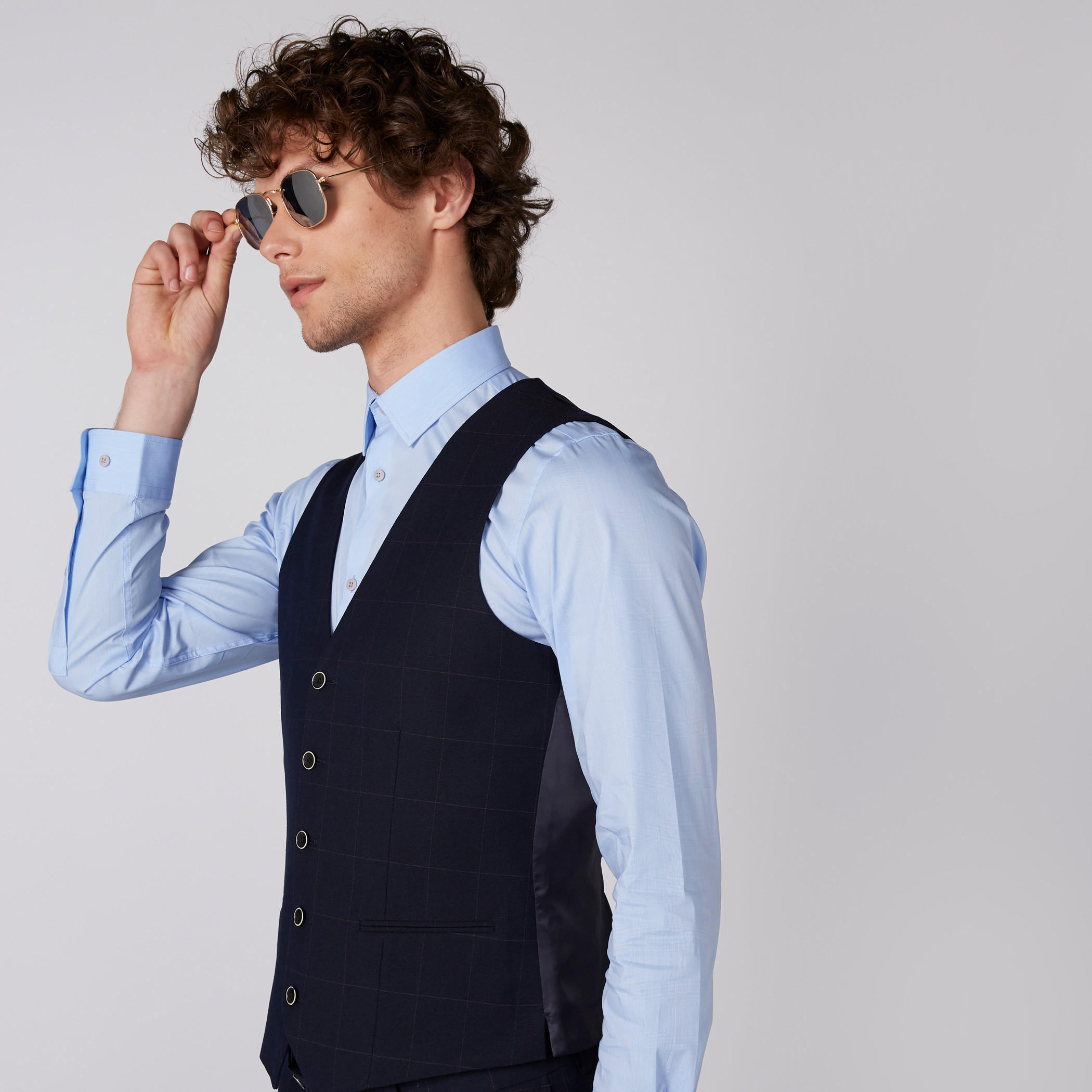 Chequered Waistcoat with Complete Placket and Pocket Detail-men-clothing-jacketsandblazers-coats-image-2