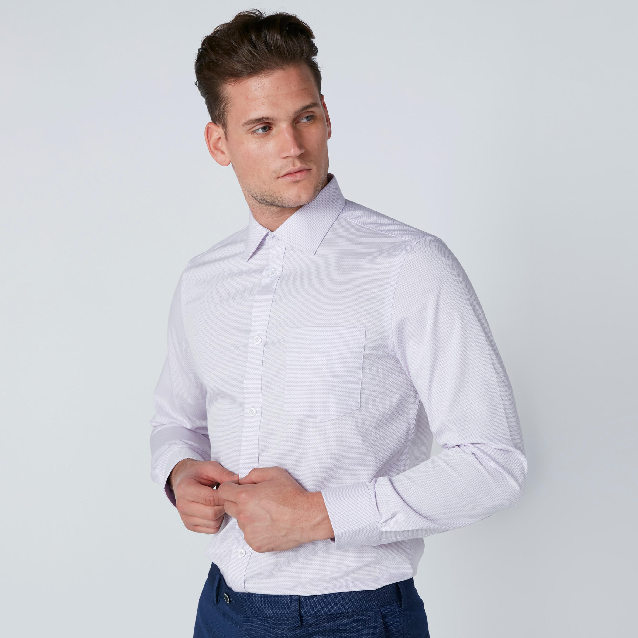 Textured Shirt with Long Sleeves and Complete Placket-men-clothing-shirts-image-1