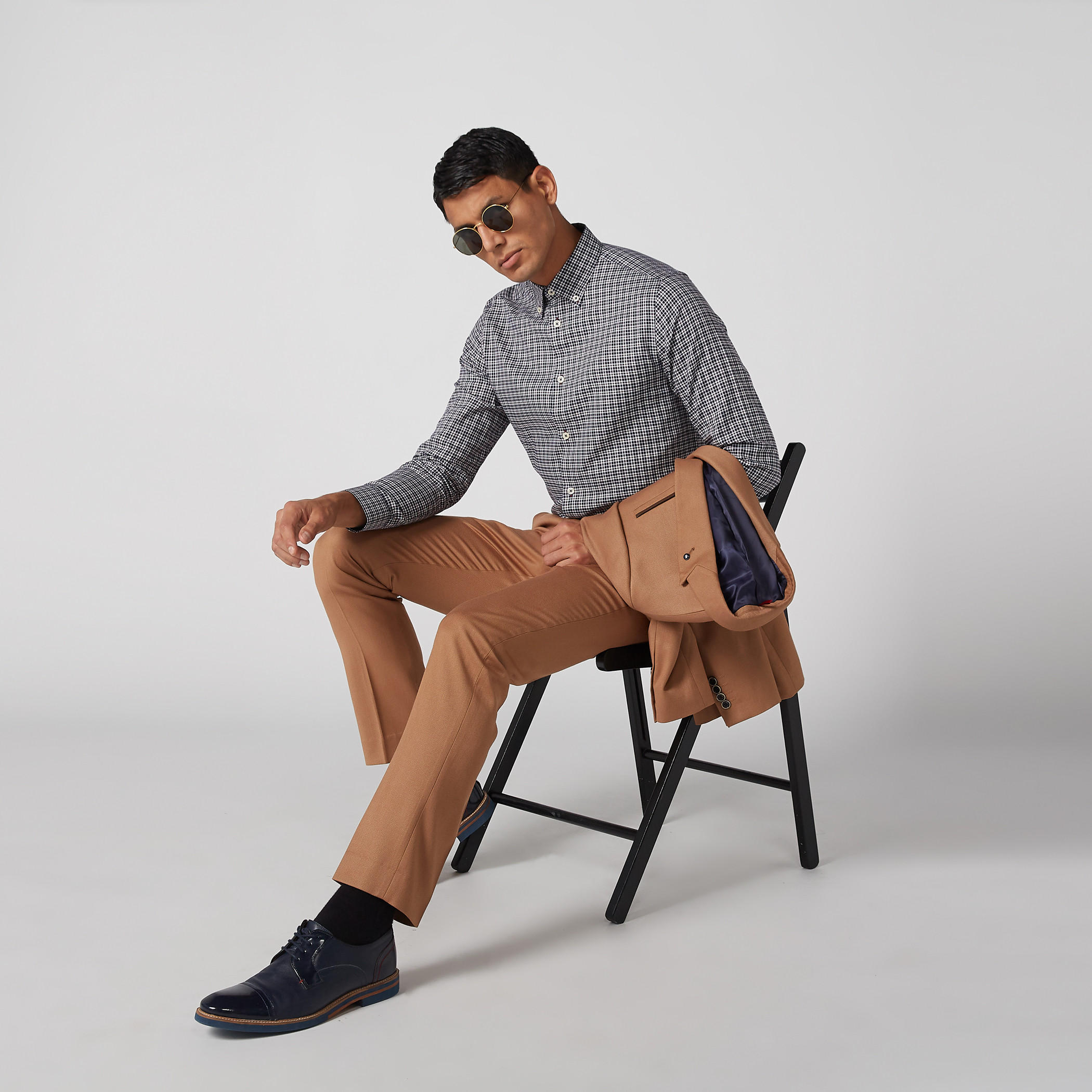 Chequered Shirt with Long Sleeves and Button-Down Collar-men-clothing-shirts-image-2