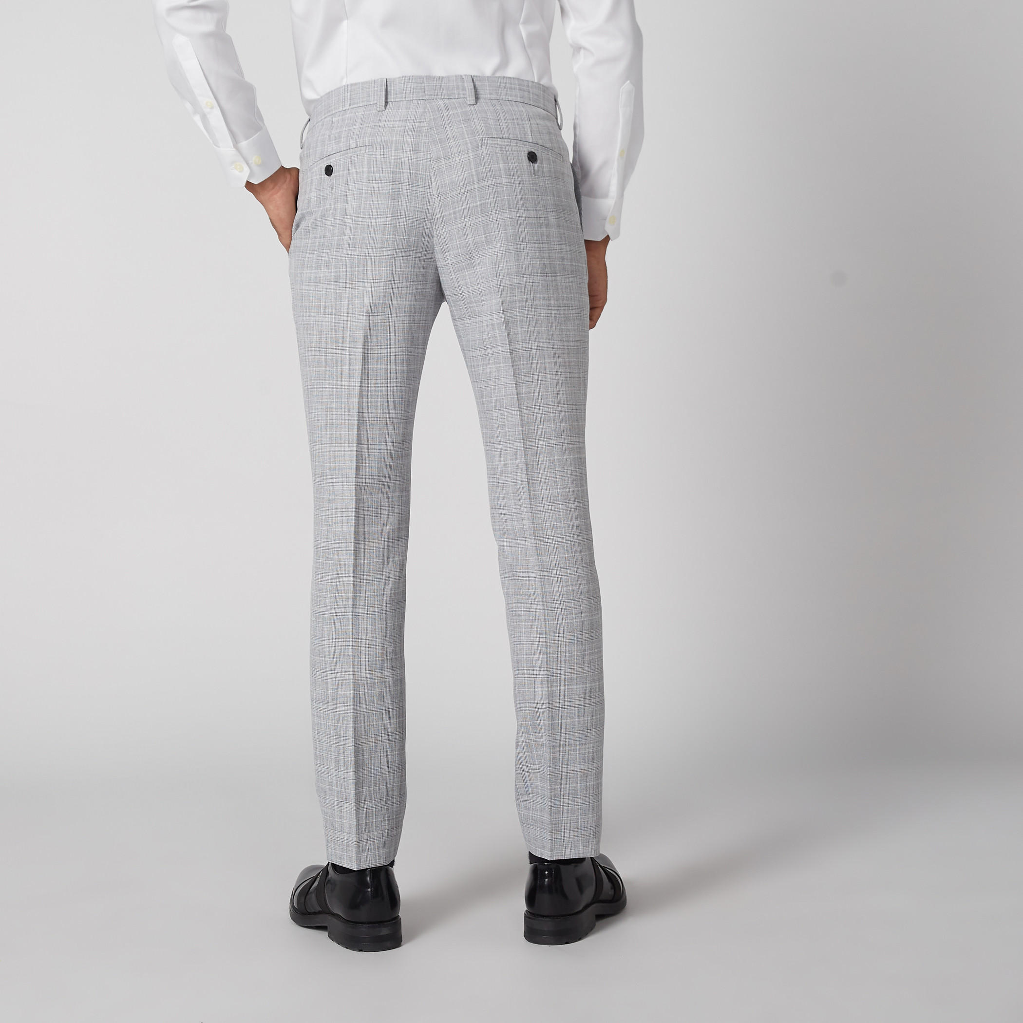 بنطال كاروهات سليم بخصر متوسط الارتفاع وجيوب-men-clothing-bottoms-trousersandchinos-trousers-image-5