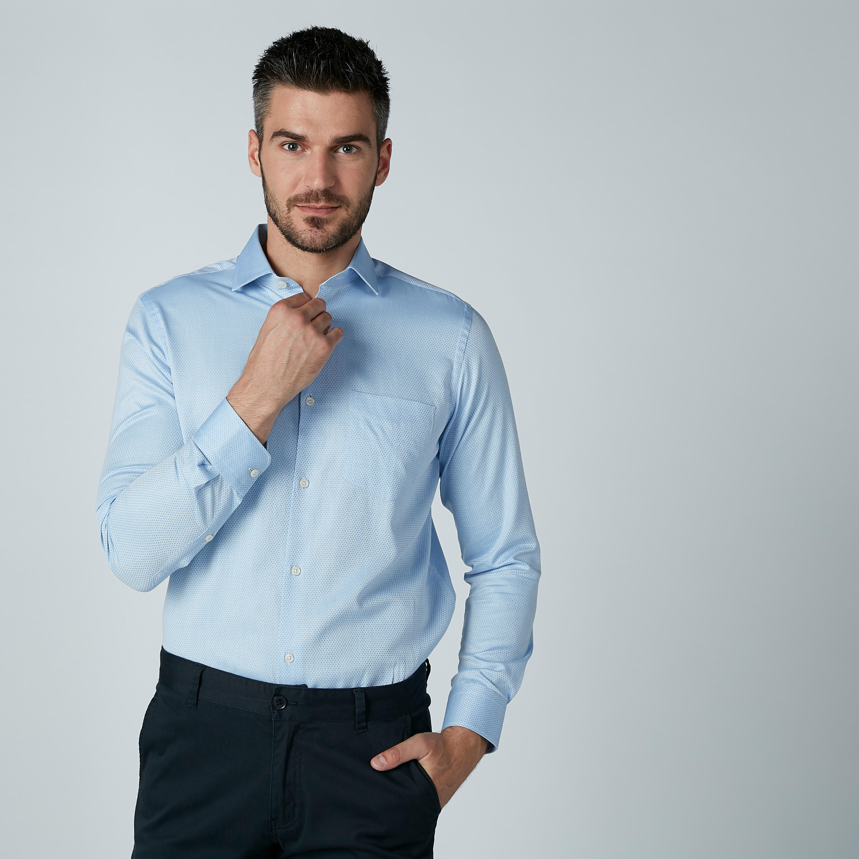 قميص رسمي بأكمام طويلة وجيب على الصدر-men-clothing-shirts-image-2