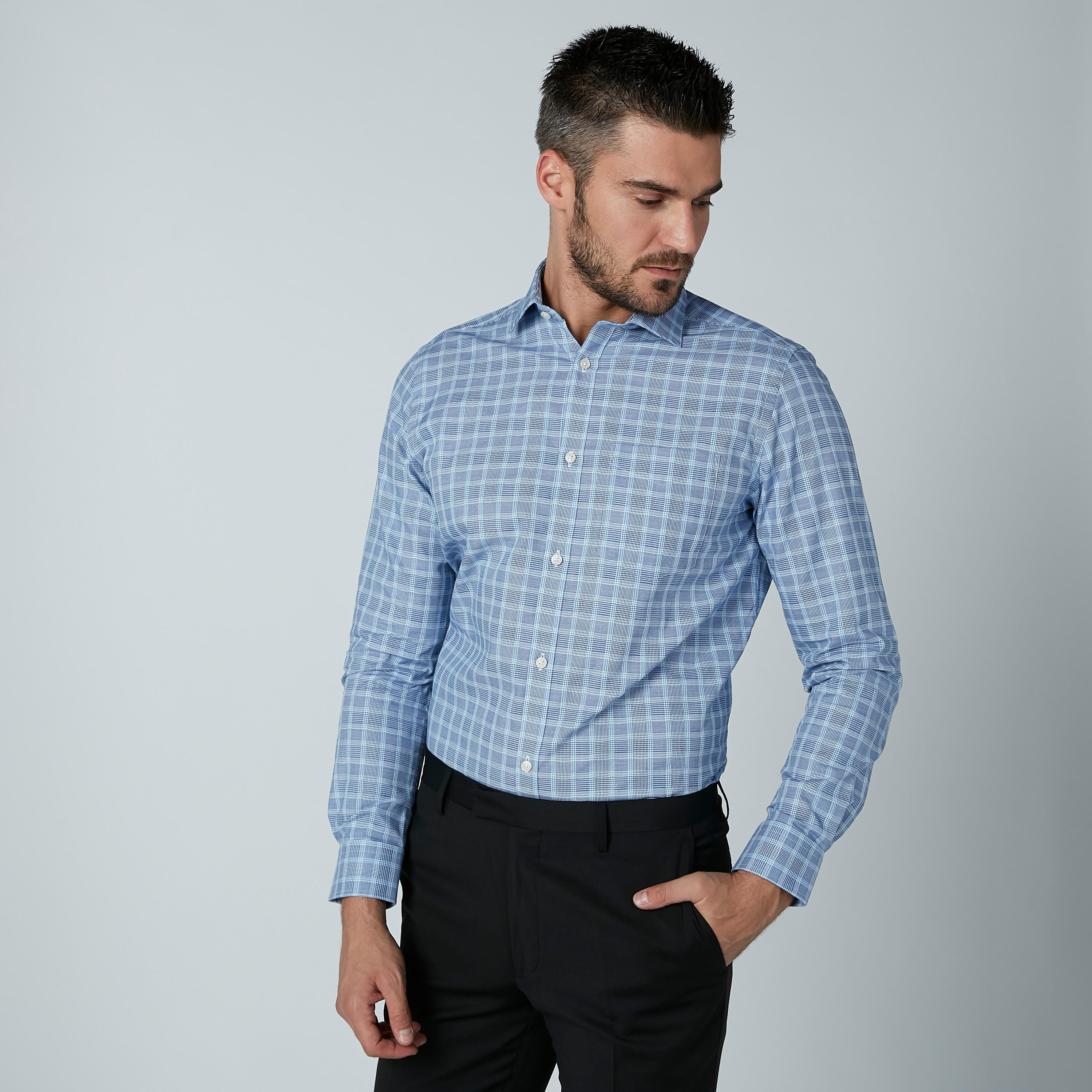 Chequered Shirt with Chest Pocket Detail and Long Sleeves-men-clothing-shirts-image-2
