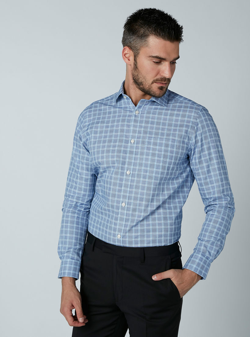 Chequered Shirt with Chest Pocket Detail and Long Sleeves-men-clothing-shirts-image-2