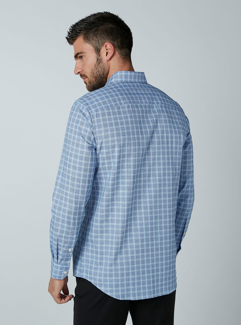 Chequered Shirt with Chest Pocket Detail and Long Sleeves-men-clothing-shirts-image-3