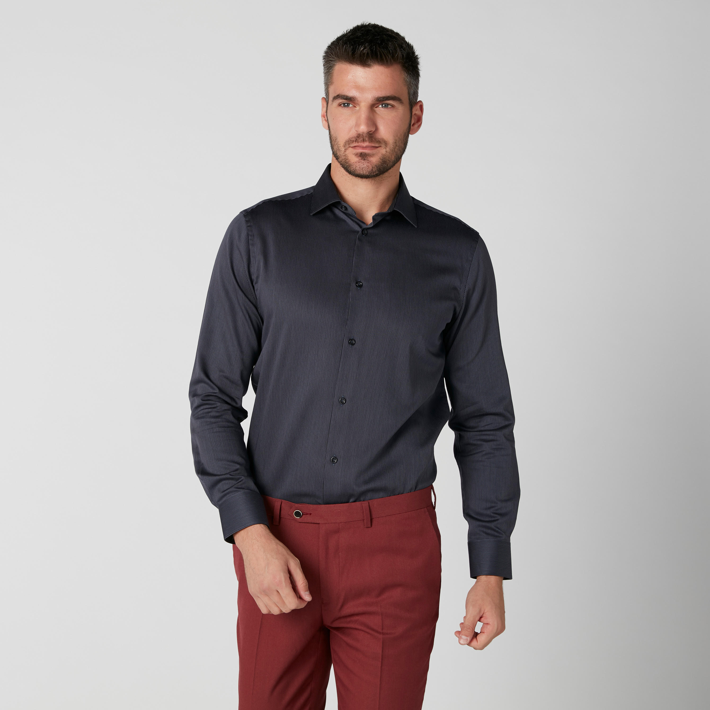 Sustainable Long Sleeves Shirt in Slim Fit with Complete Placket-men-clothing-shirts-image-3