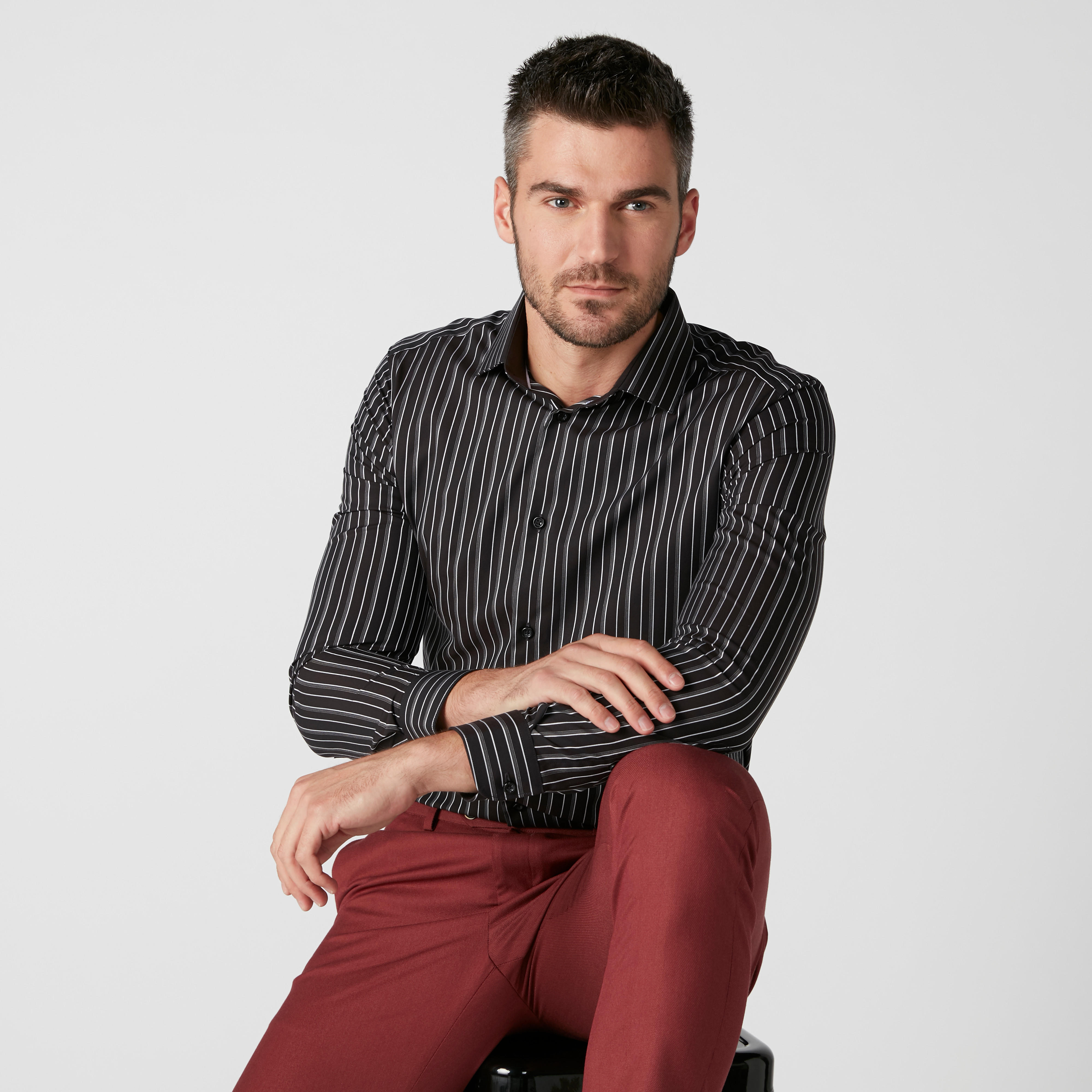 قميص مستدام سليم فيت مقلّم بأكمام طويلة-men-clothing-shirts-image-2