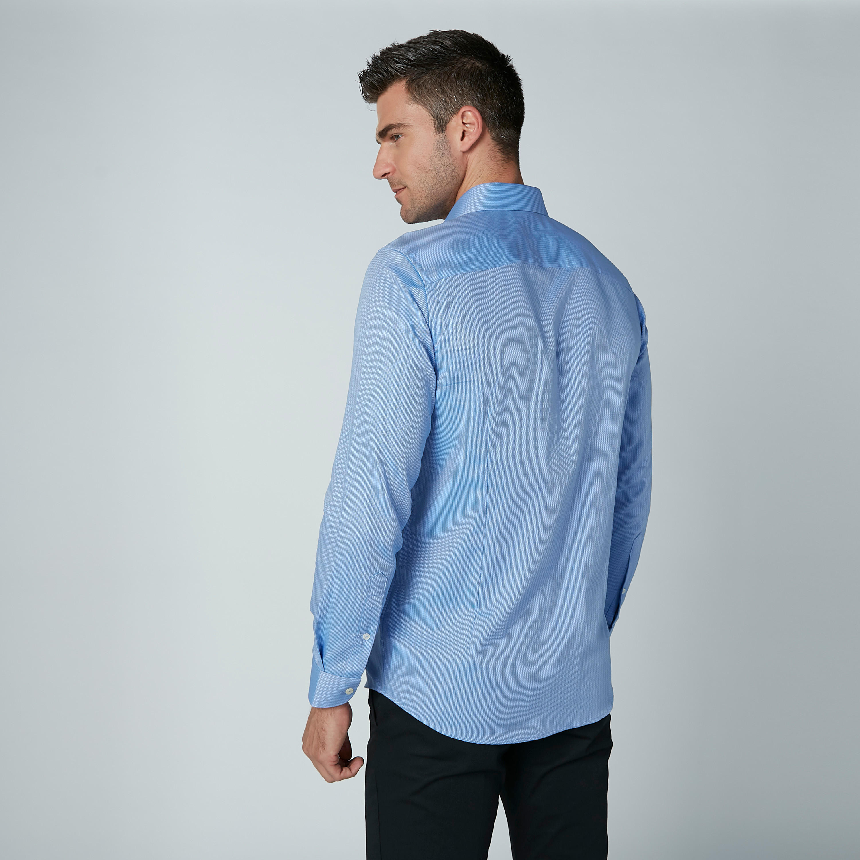Textured Formal Shirt with Long Sleeves and Tipping Placket Detail-men-clothing-shirts-image-5