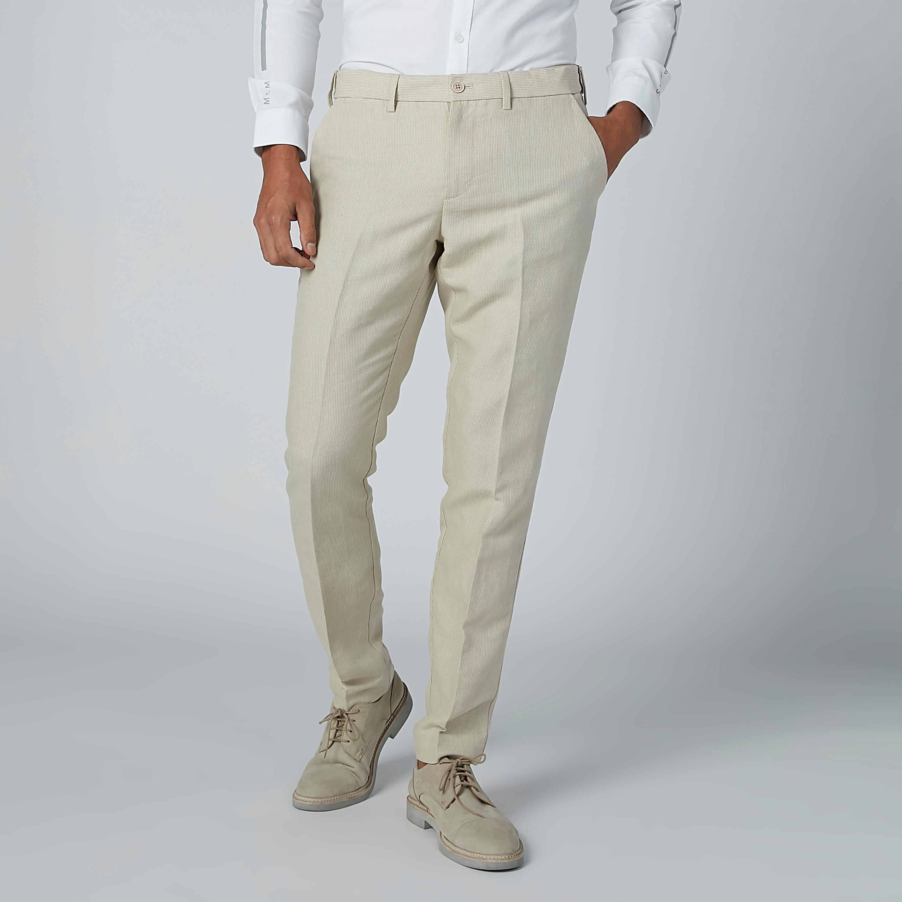 بنطال بارز الملمس بجيوب وعروات حزام-men-clothing-bottoms-trousersandchinos-trousers-image-1