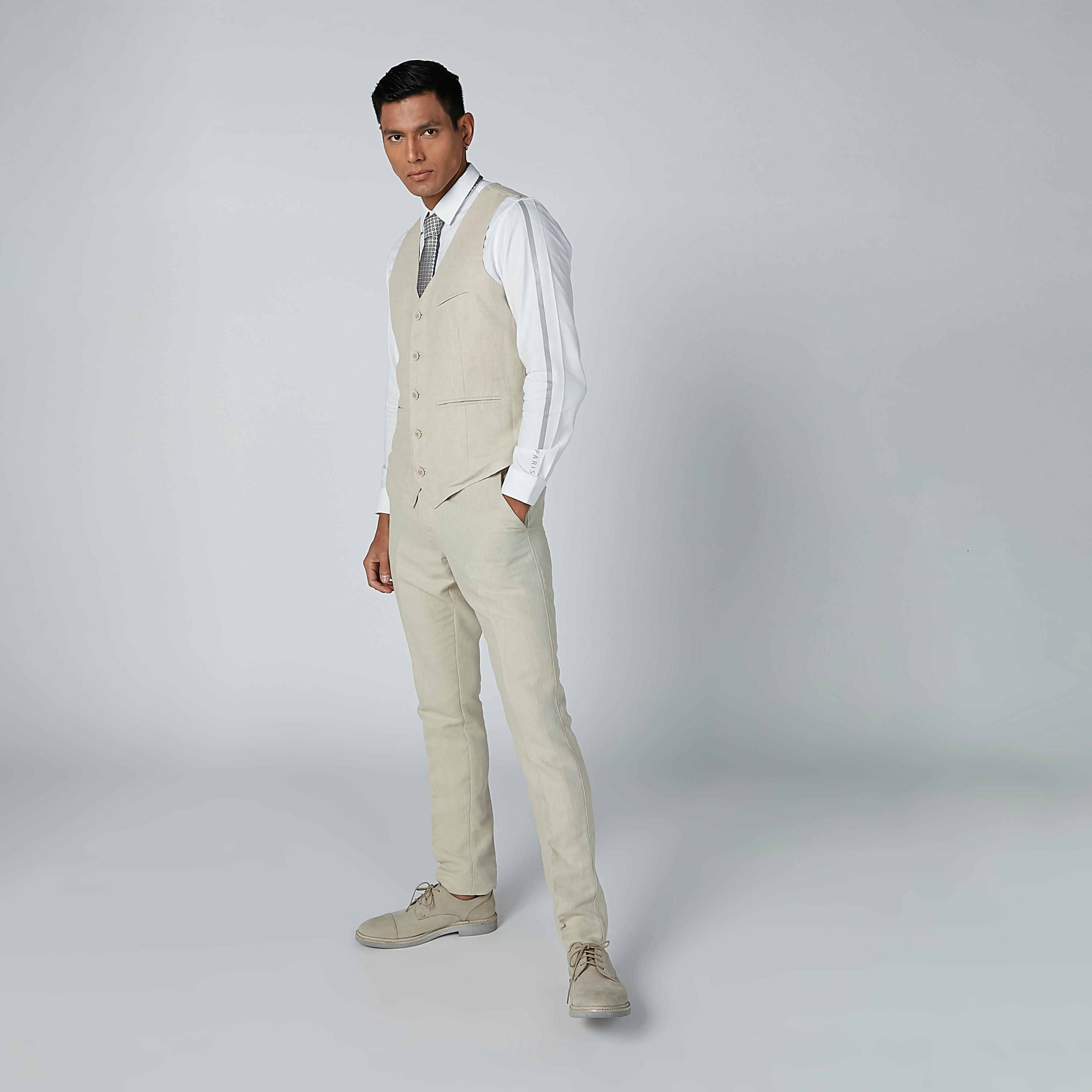 بنطال بارز الملمس بجيوب وعروات حزام-men-clothing-bottoms-trousersandchinos-trousers-image-2