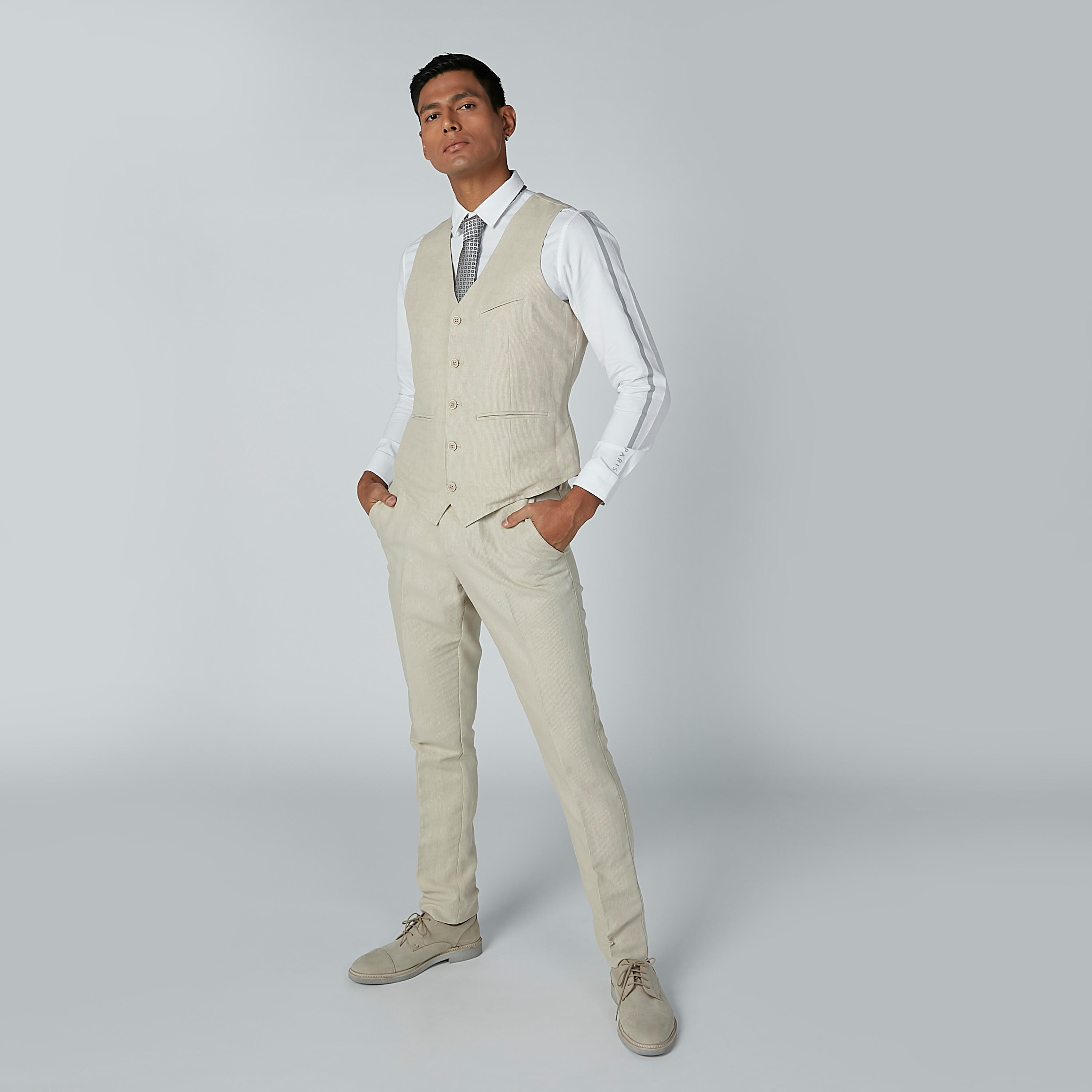 Textured Waistcoat with Button Closure and Pockets-men-clothing-jacketsandblazers-coats-image-2