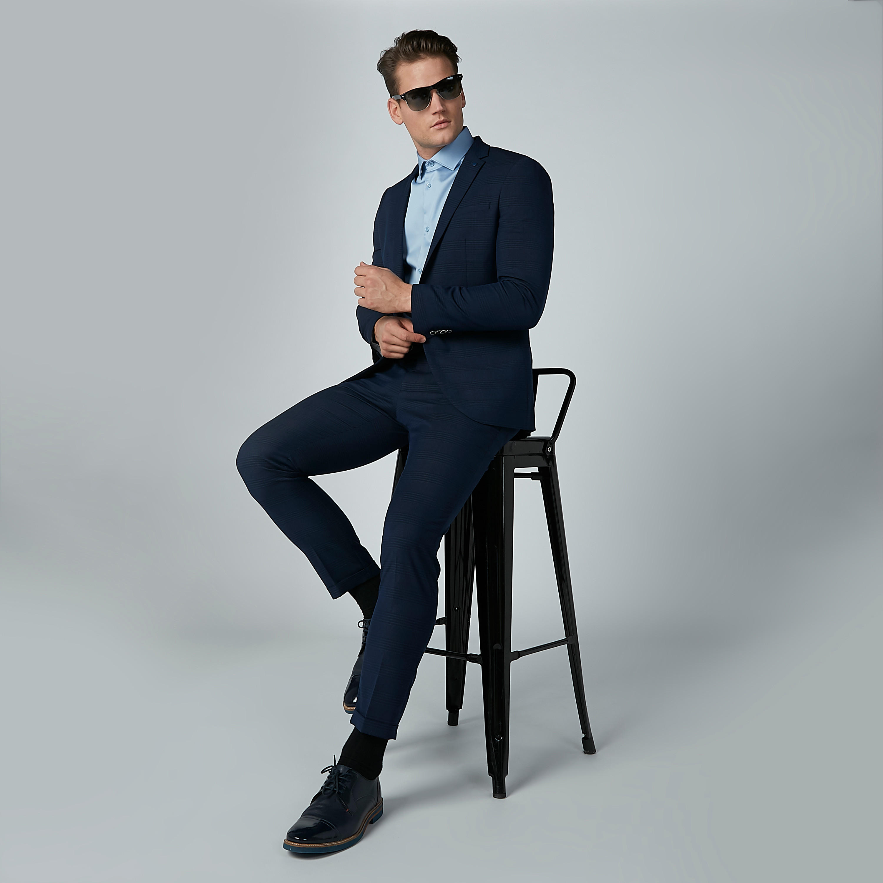 Textured Blazer with Long Sleeves and Button Closure-men-winterwear-jacketsandblazers-image-3