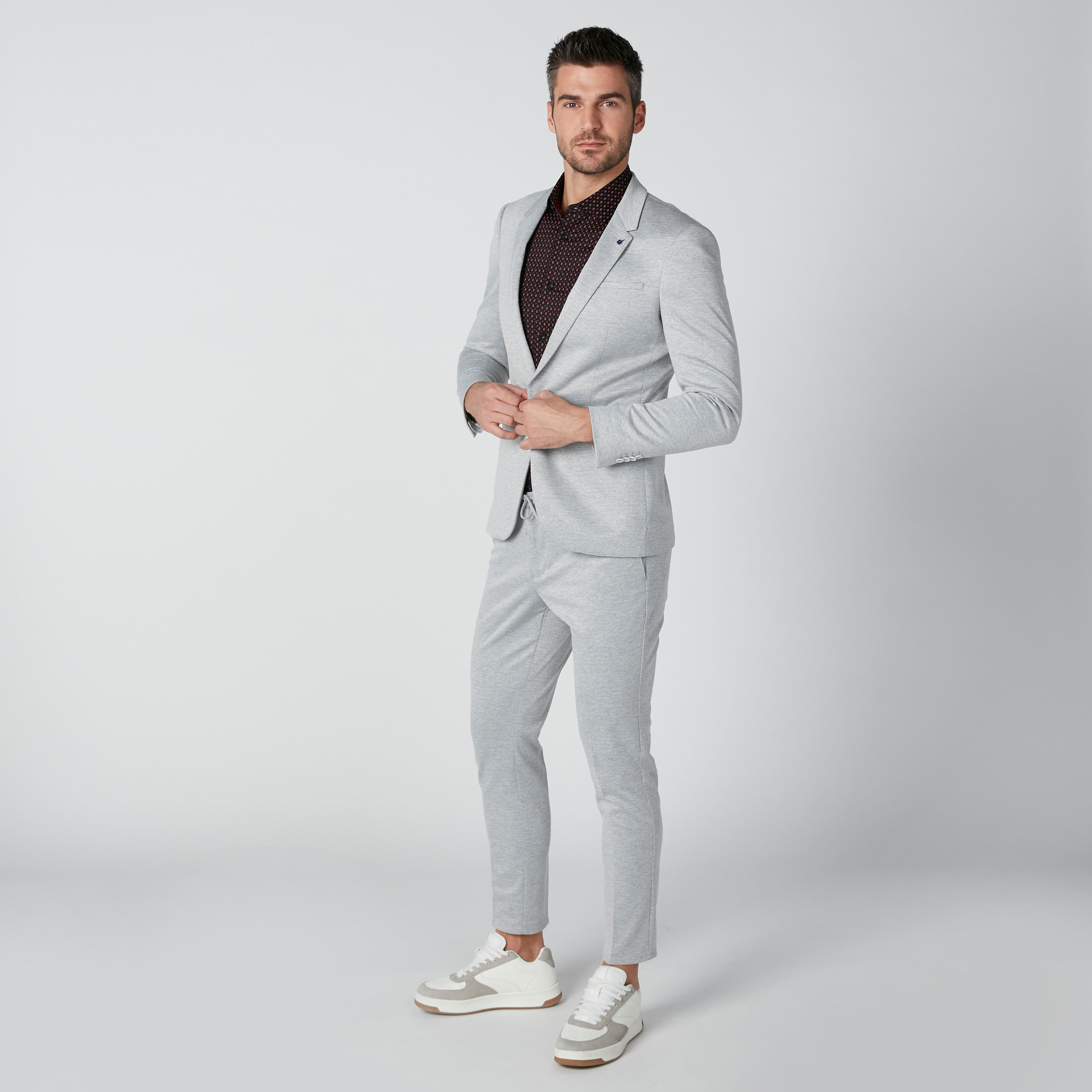 بنطال قصير بقصّة سكيني برباط وخصر متوسط الارتفاع-men-clothing-bottoms-trousersandchinos-trousers-image-1