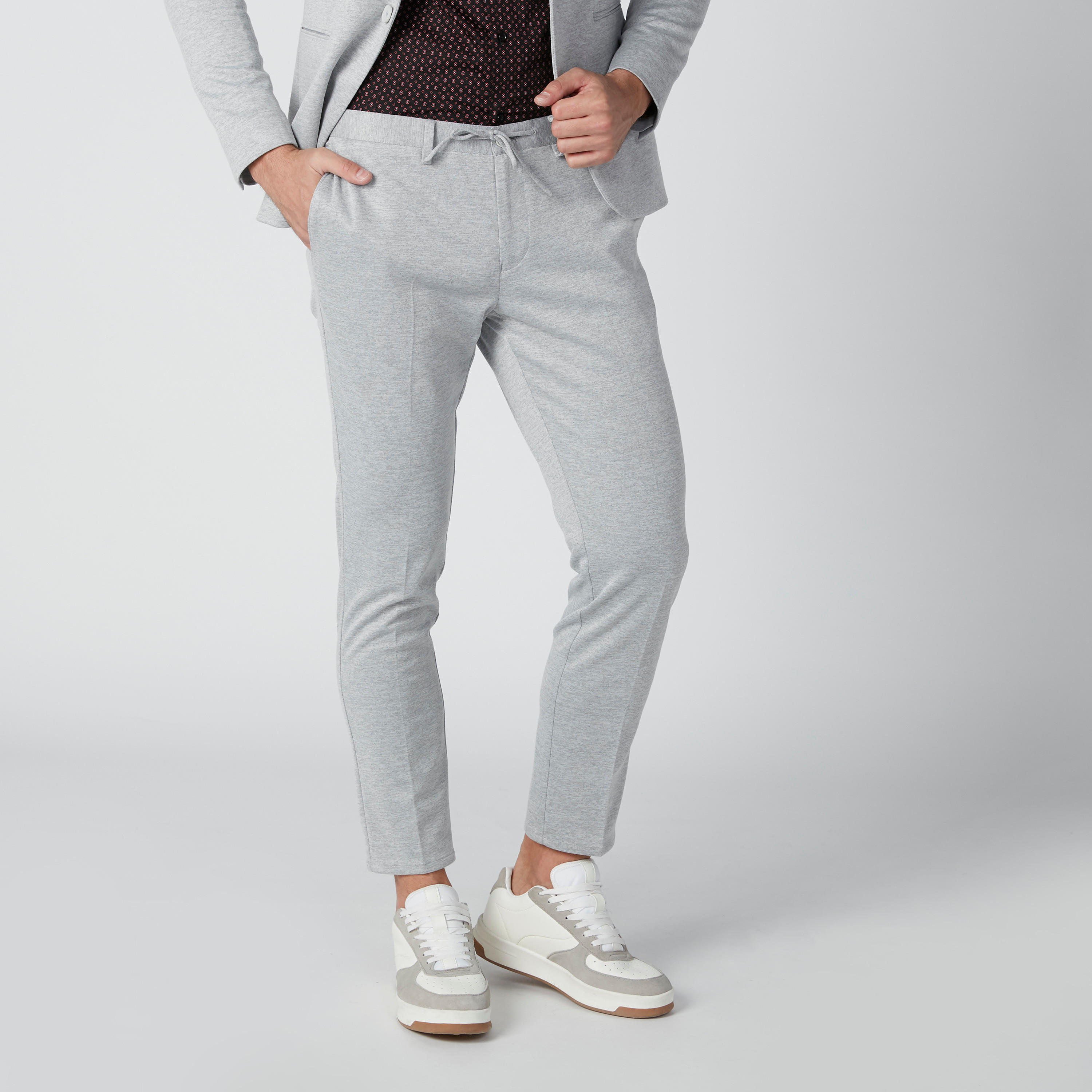 بنطال قصير بقصّة سكيني برباط وخصر متوسط الارتفاع-men-clothing-bottoms-trousersandchinos-trousers-image-2