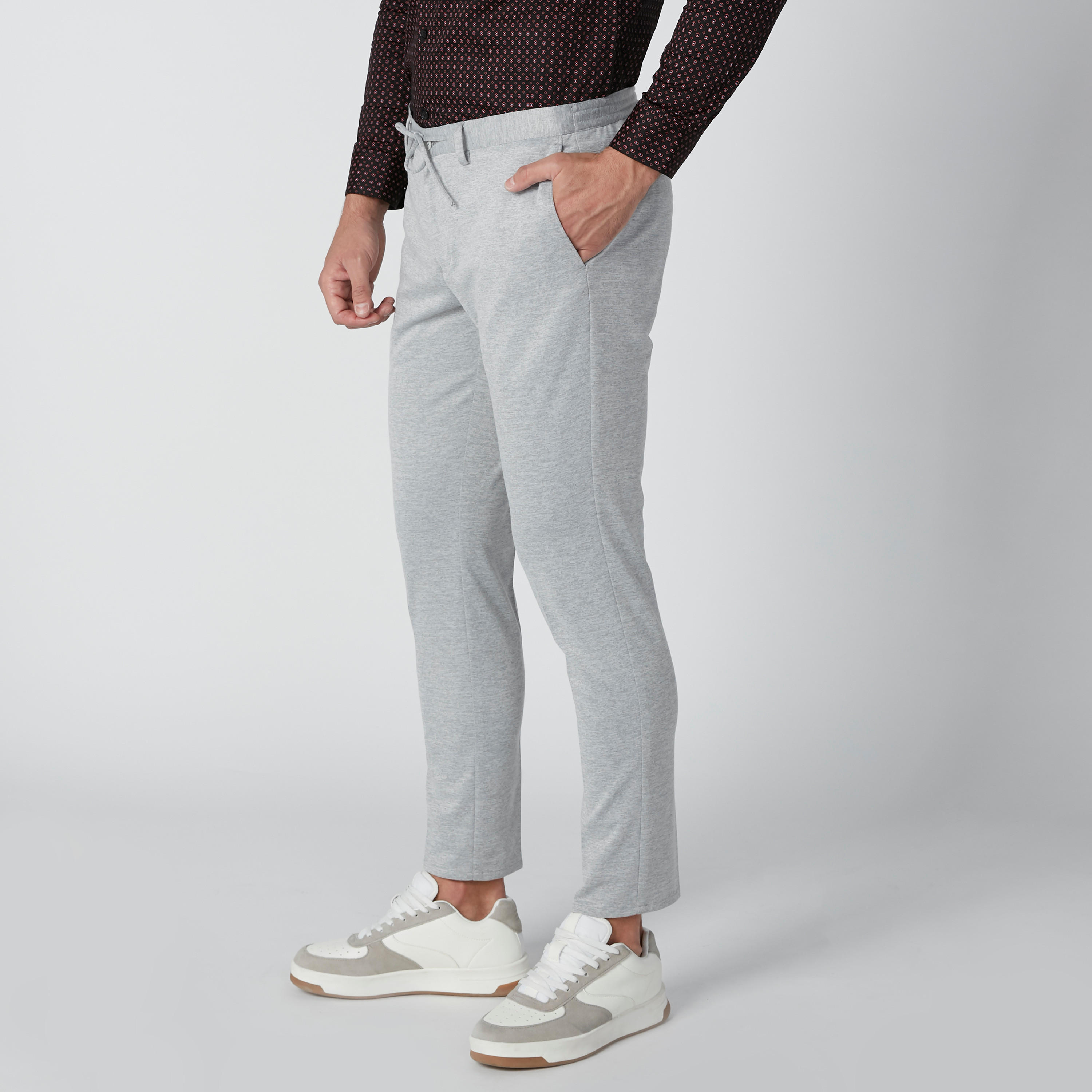 بنطال قصير بقصّة سكيني برباط وخصر متوسط الارتفاع-men-clothing-bottoms-trousersandchinos-trousers-image-4