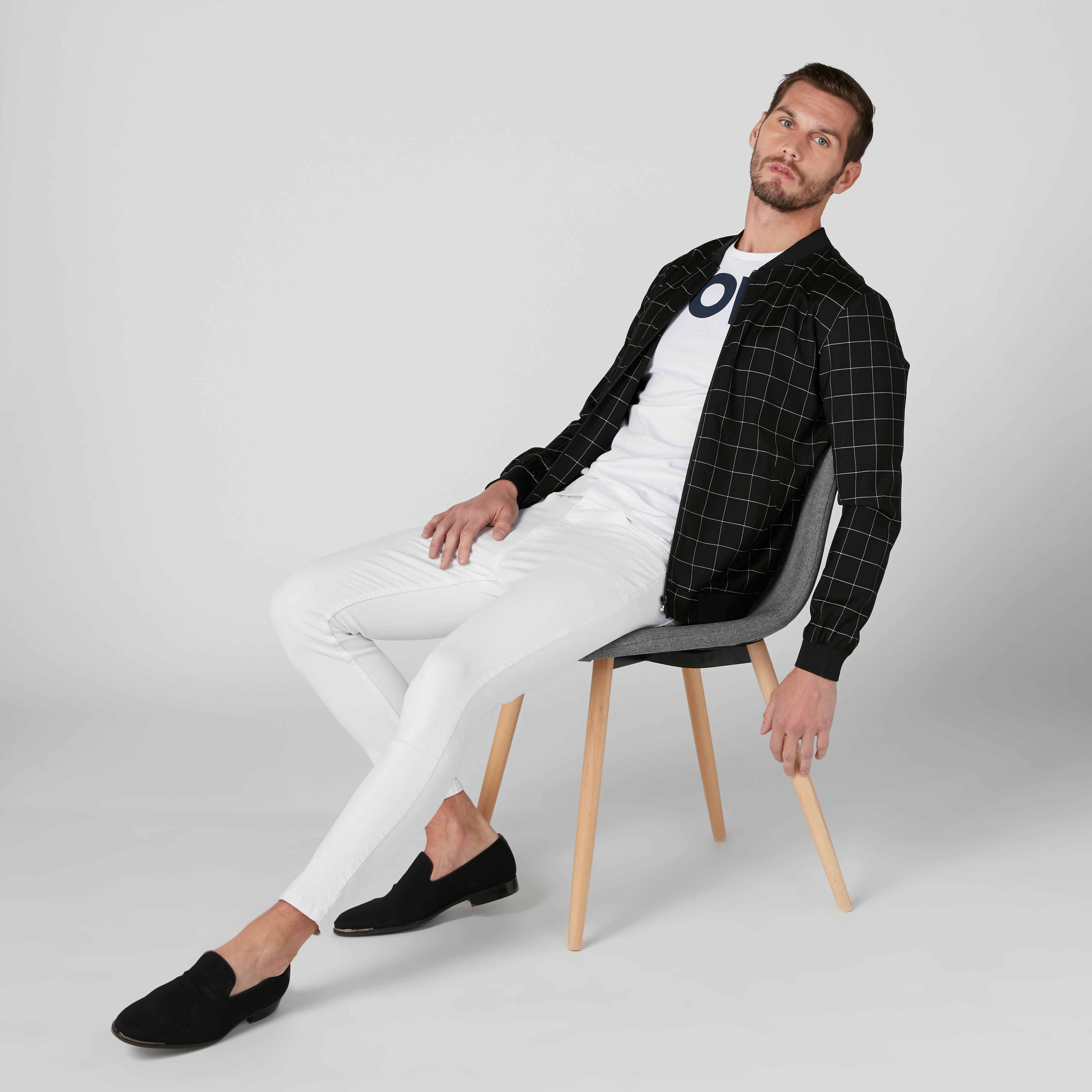 جاكيت بومبر كاروهات بأكمام طويلة وسحّاب إغلاق-men-clothing-jacketsandblazers-jackets-image-3