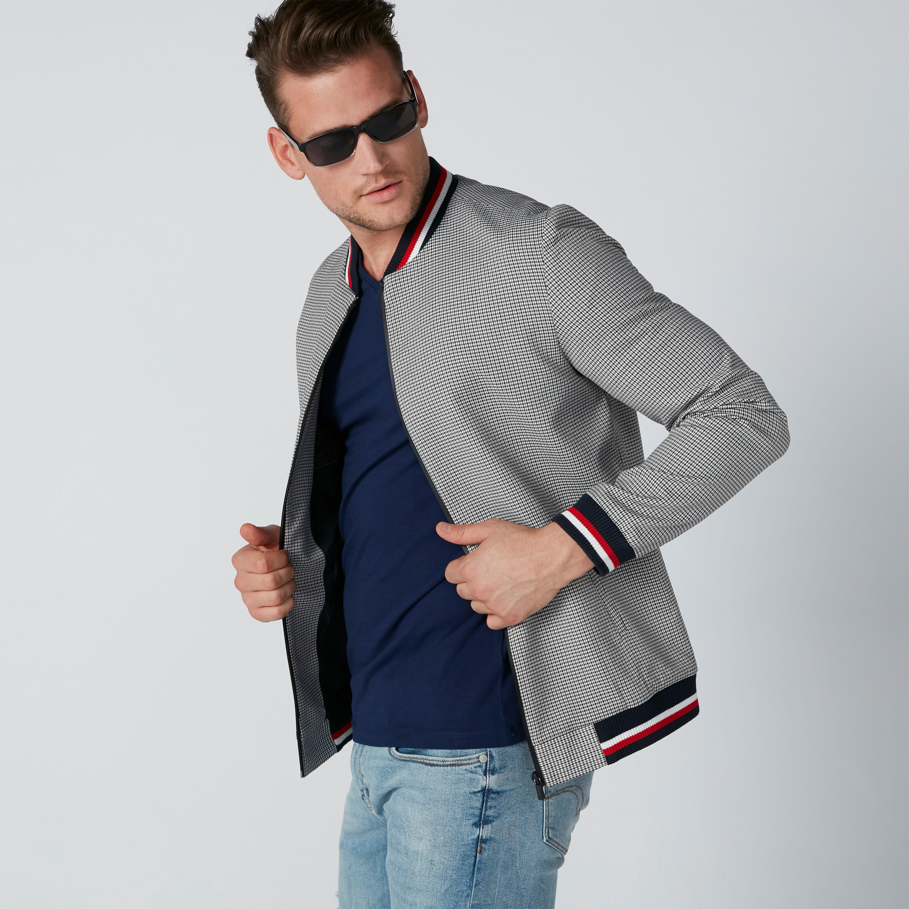 جاكيت بومبر كاروهات بأكمام طويلة-men-clothing-jacketsandblazers-jackets-image-1