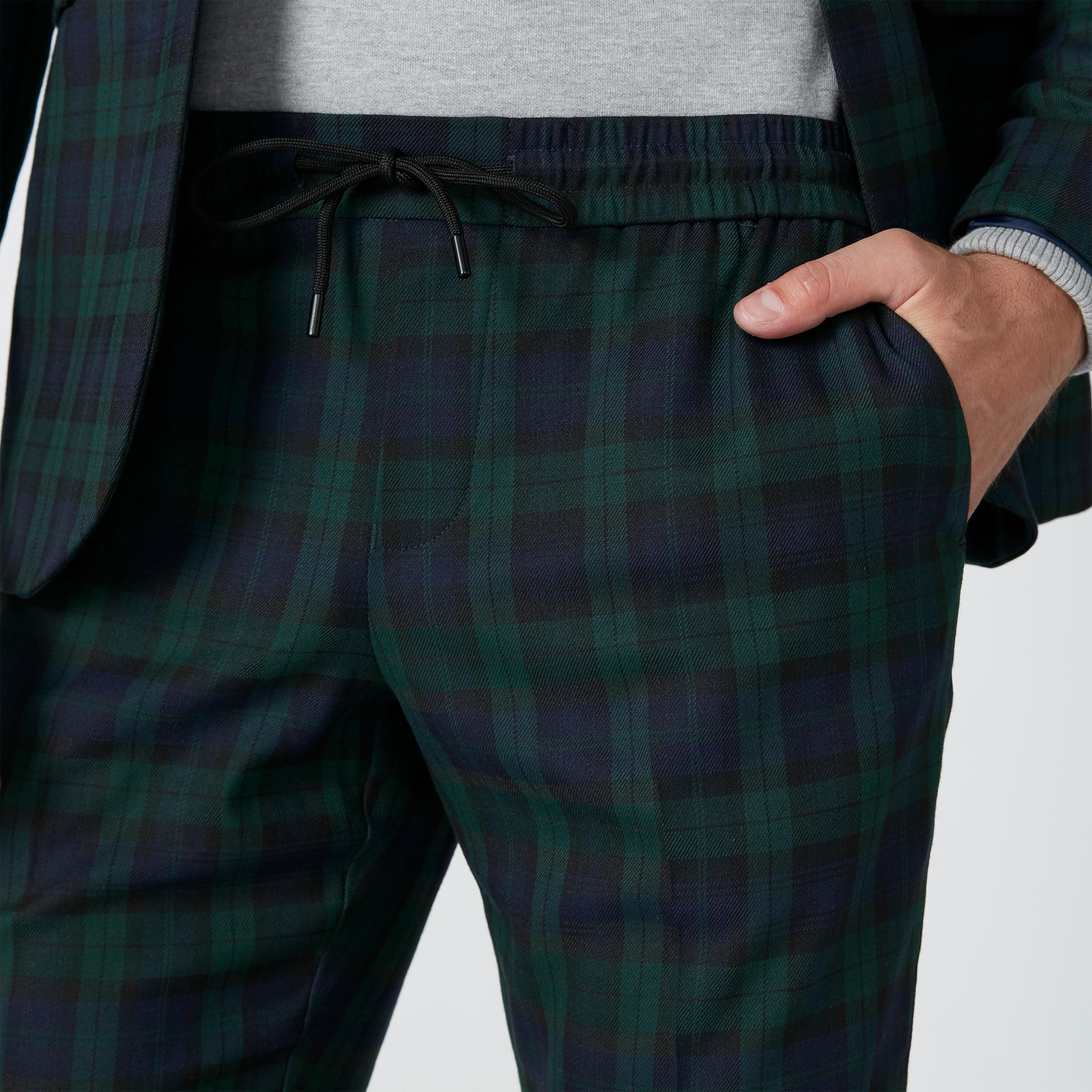 Chequered Trousers with Pocket Detail and Drawstring-men-clothing-bottoms-trousersandchinos-trousers-image-5
