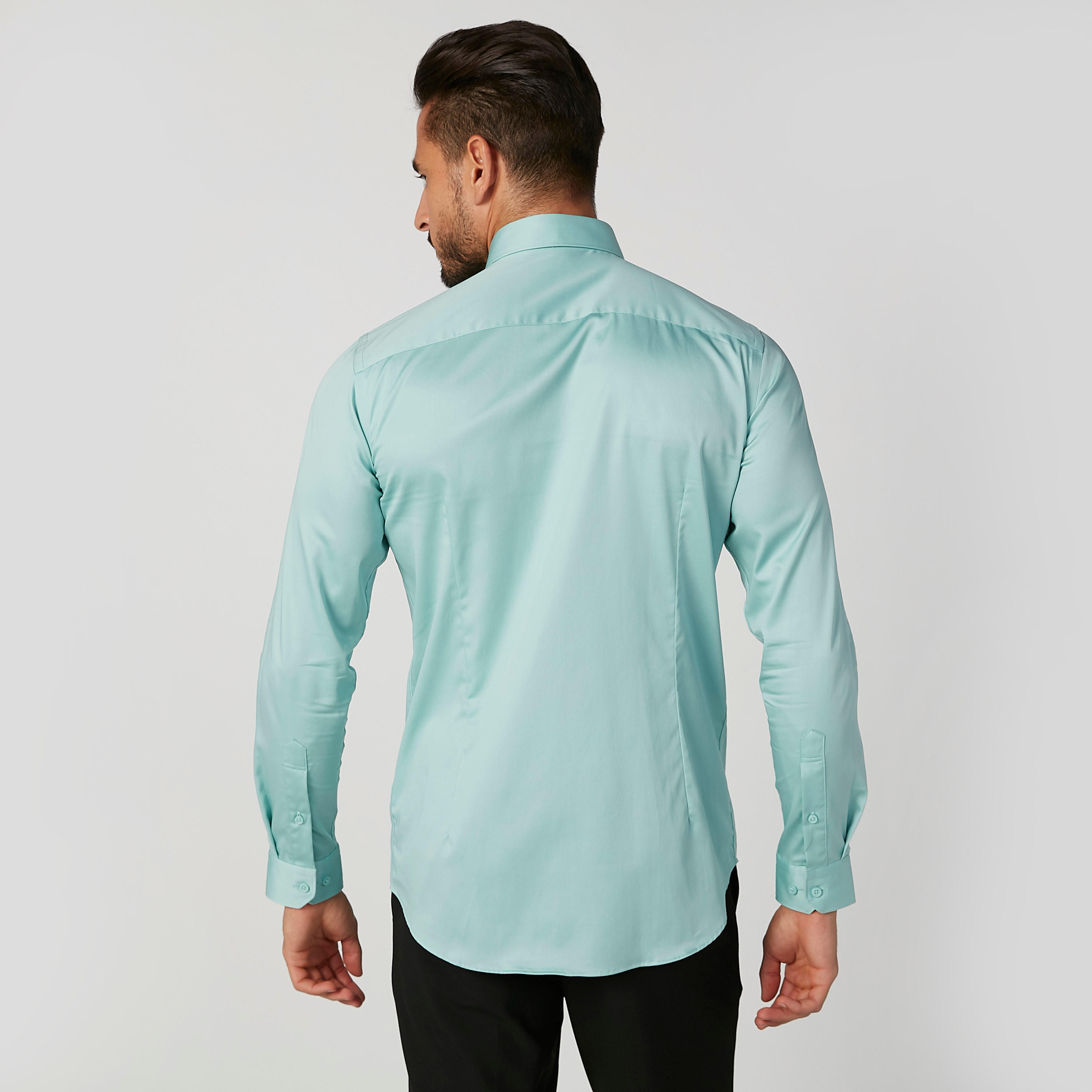 Plain Shirt with Long Sleeves and Spread Collar-men-clothing-shirts-image-2
