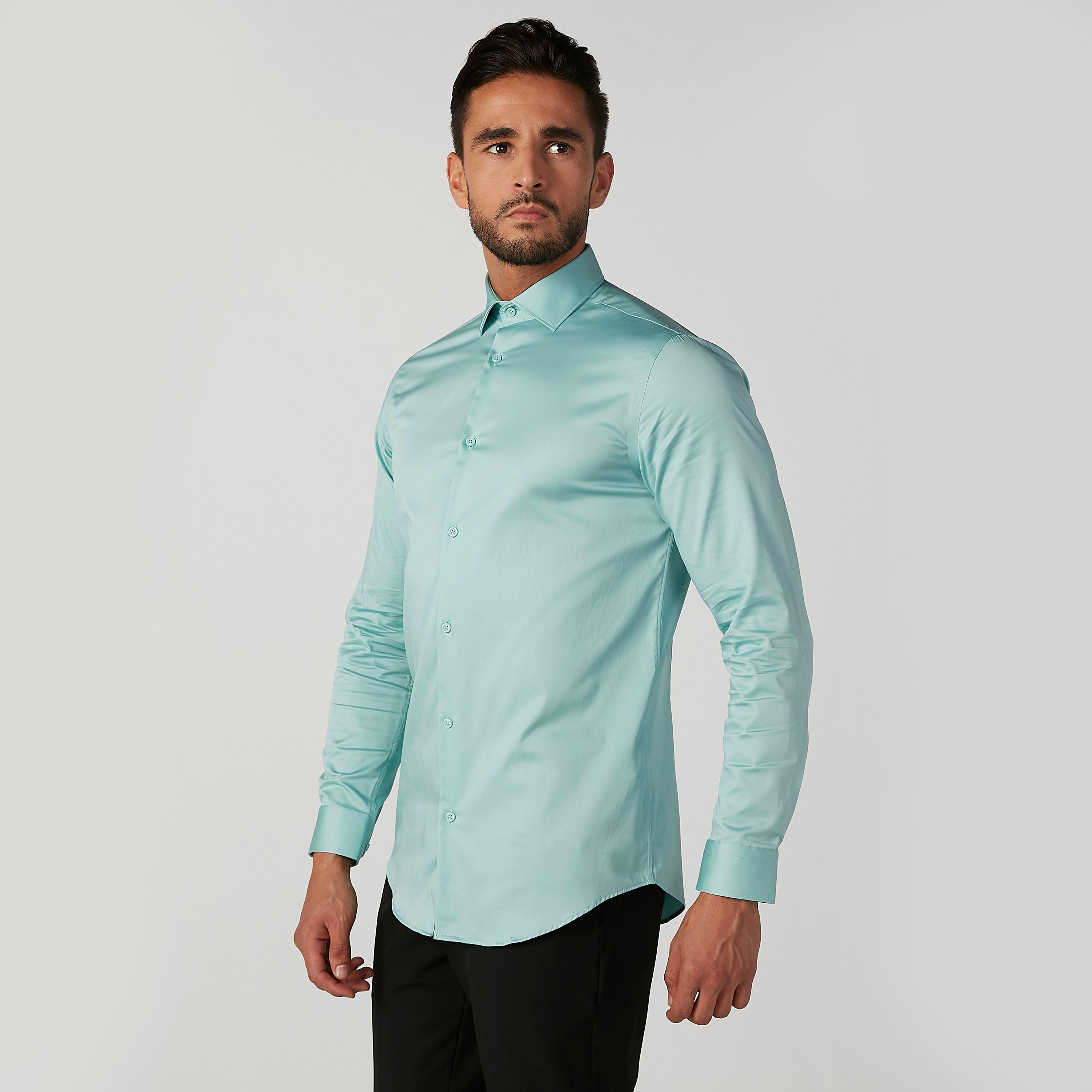 Plain Shirt with Long Sleeves and Spread Collar-men-clothing-shirts-image-3