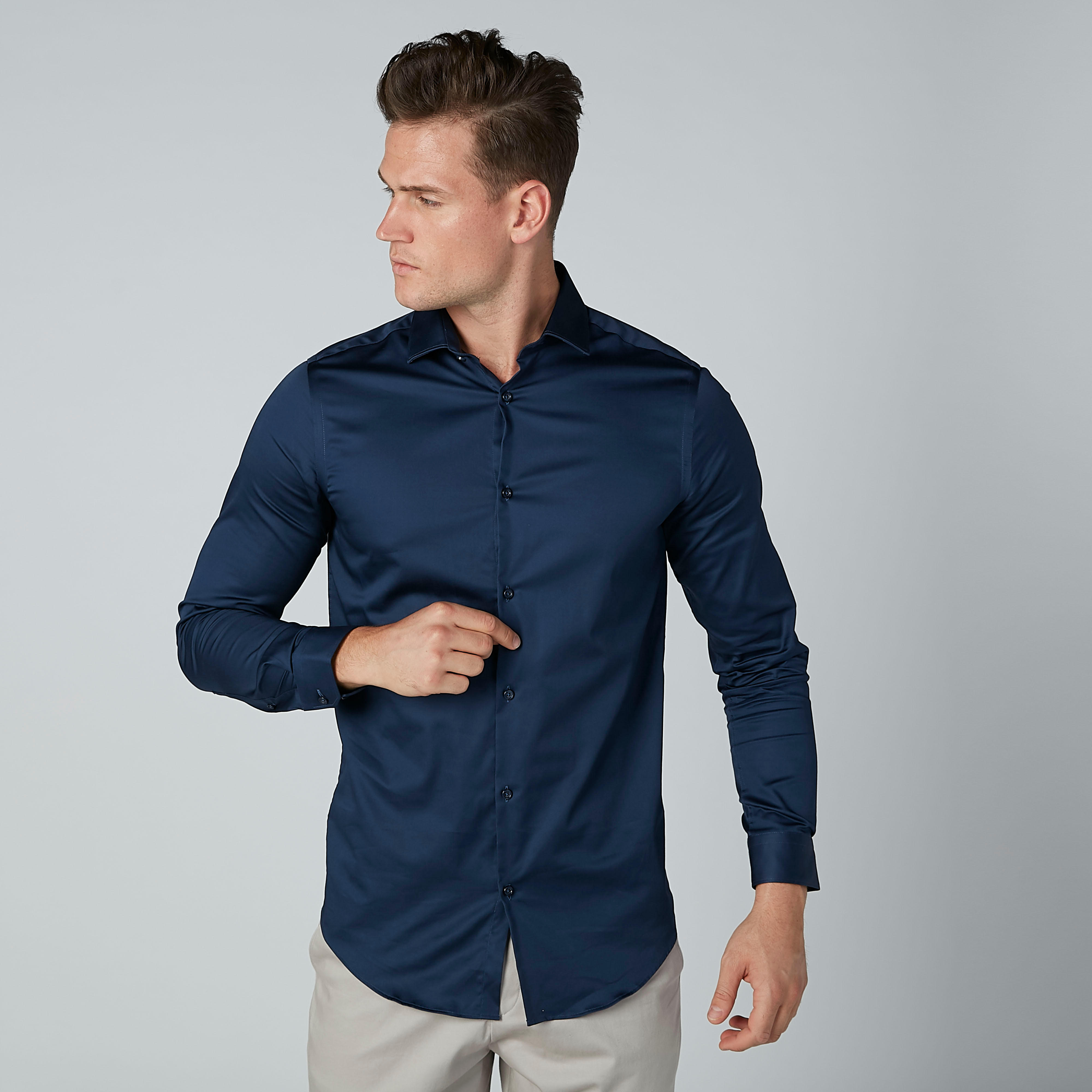 Plain Shirt with Long Sleeves and Complete Placket-men-clothing-shirts-image-1