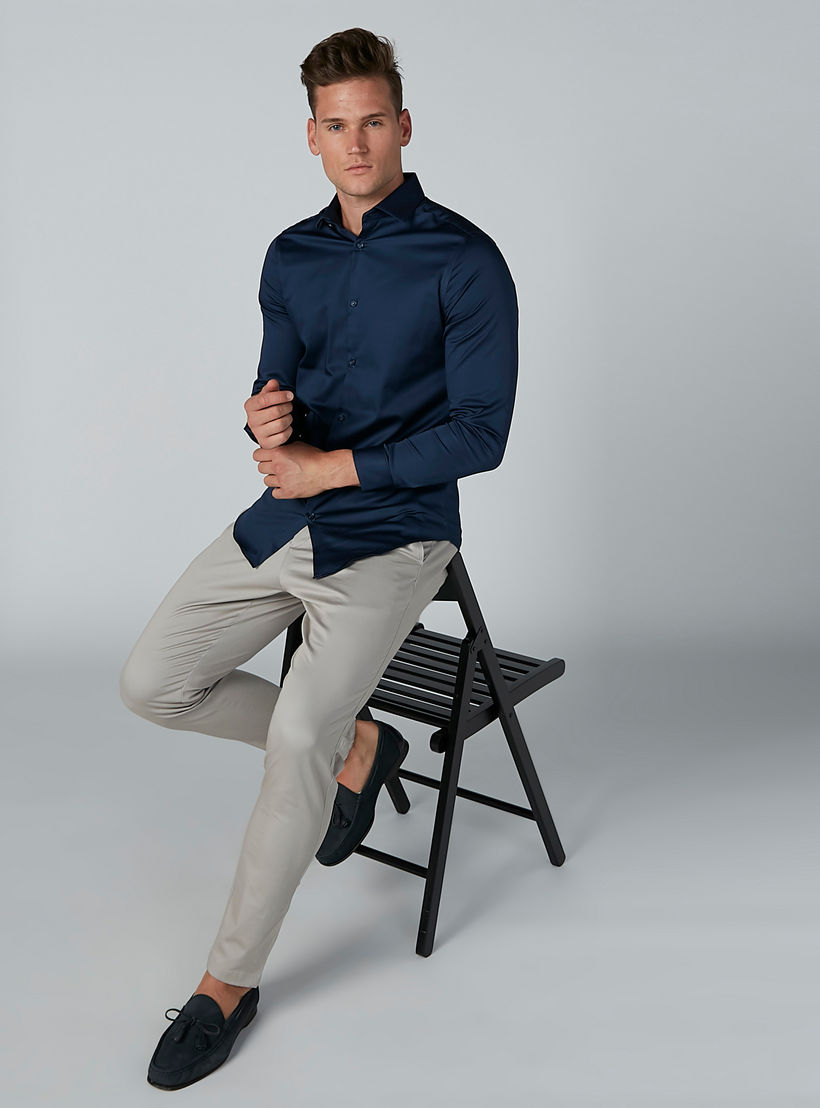Plain Shirt with Long Sleeves and Complete Placket-men-clothing-shirts-image-2