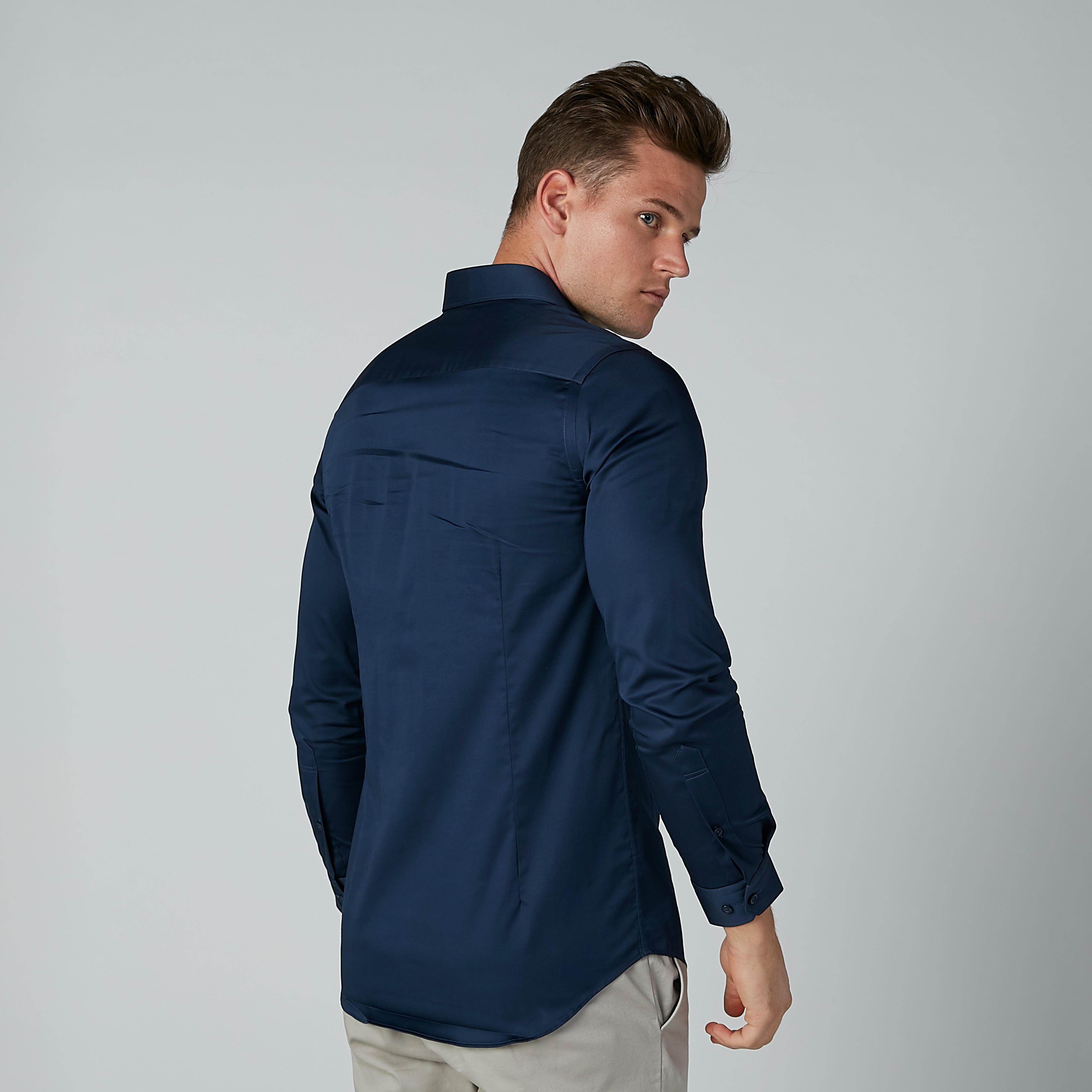 Plain Shirt with Long Sleeves and Complete Placket-men-clothing-shirts-image-3