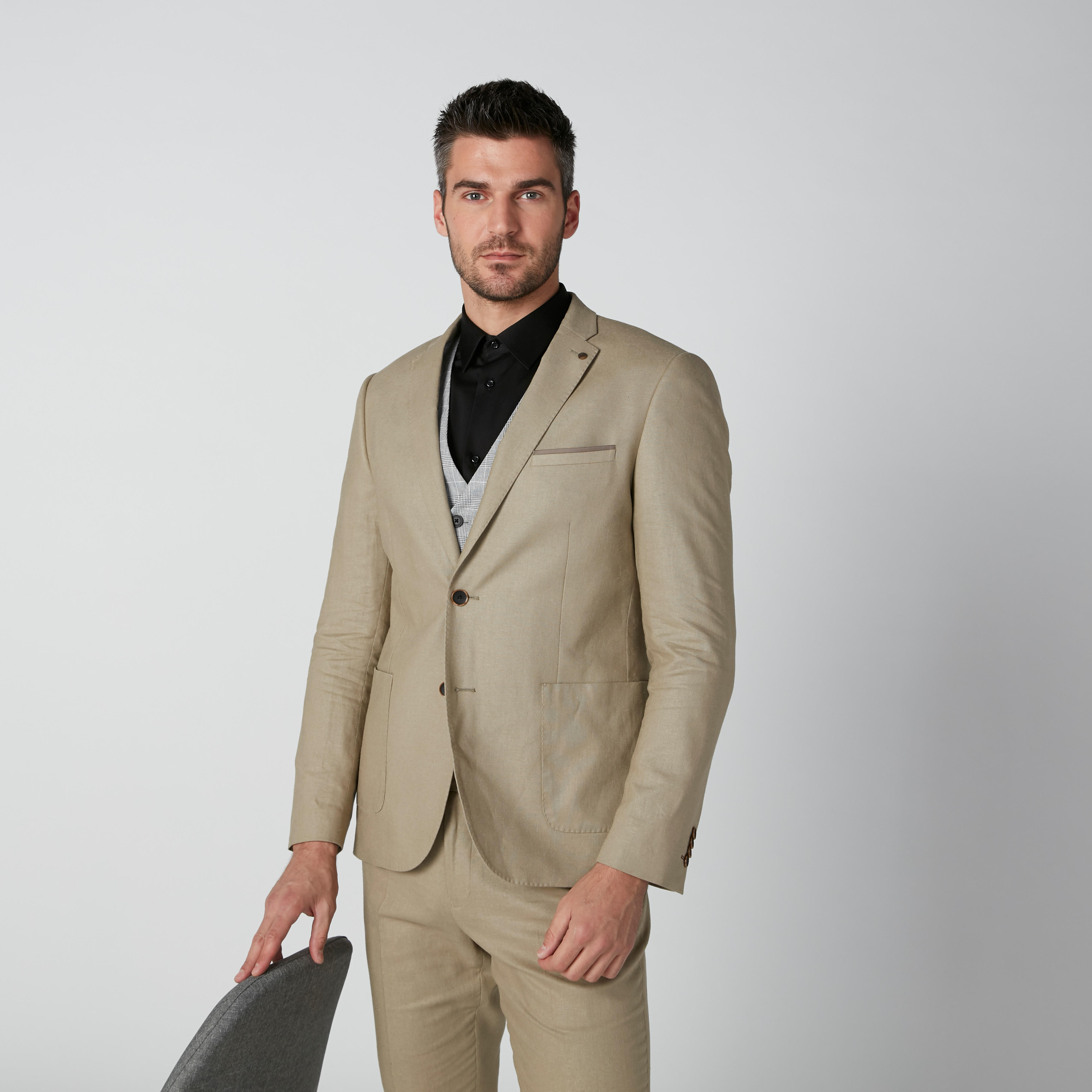Textured Blazer with Notched Lapel and Button Closure-men-winterwear-jacketsandblazers-image-4