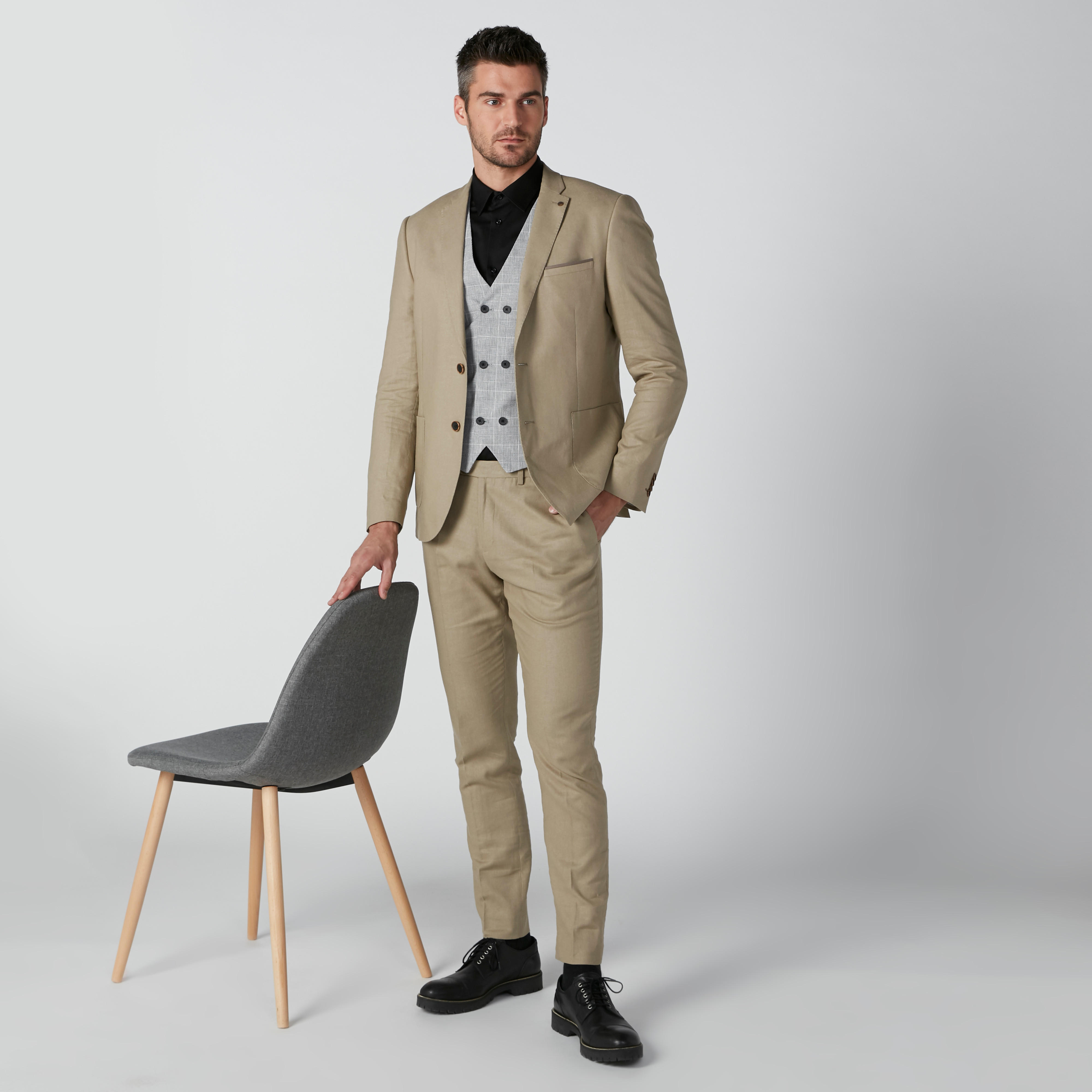 Textured Blazer with Notched Lapel and Button Closure-men-winterwear-jacketsandblazers-image-1