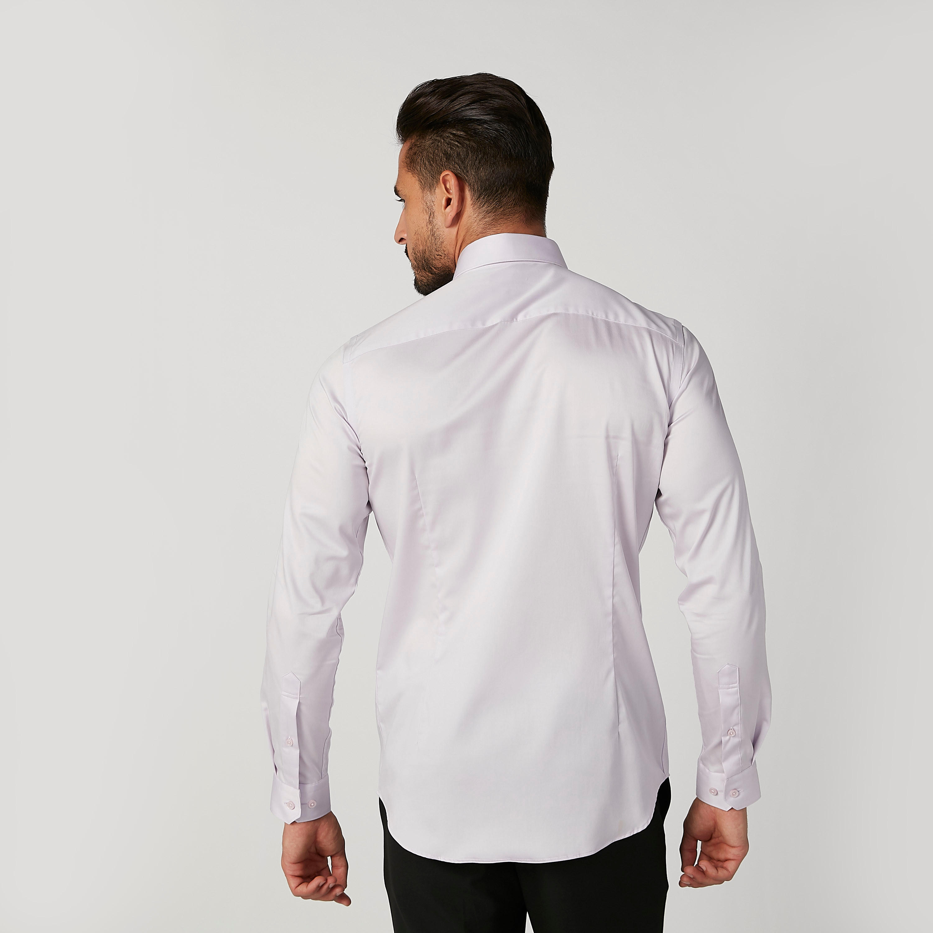 Plain Shirt with Spread Collar and Long Sleeves-men-clothing-shirts-image-2