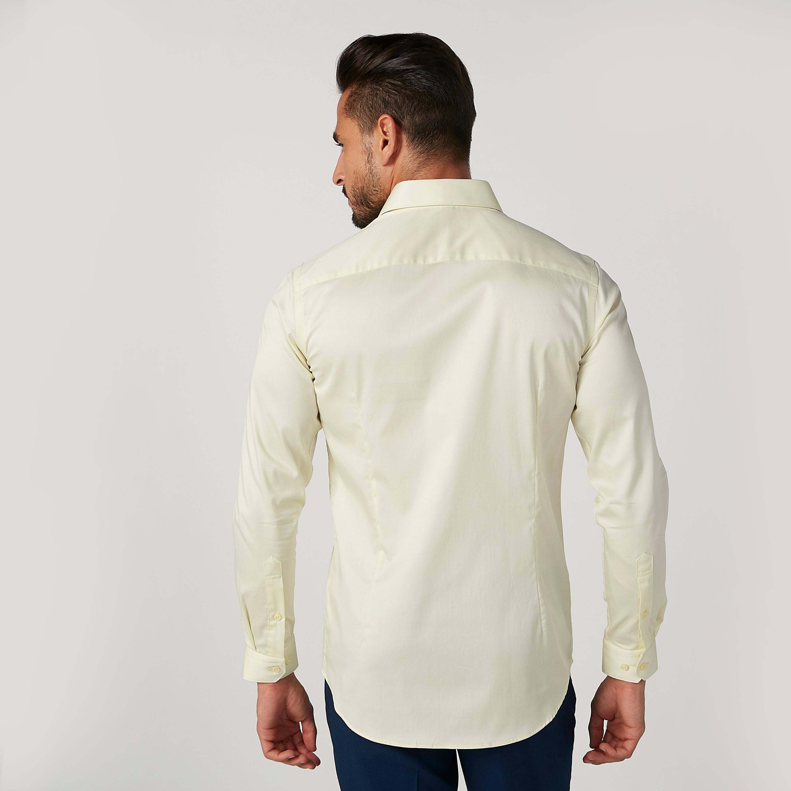 Plain Shirt with Long Sleeves and Spread Collar-men-clothing-shirts-image-2