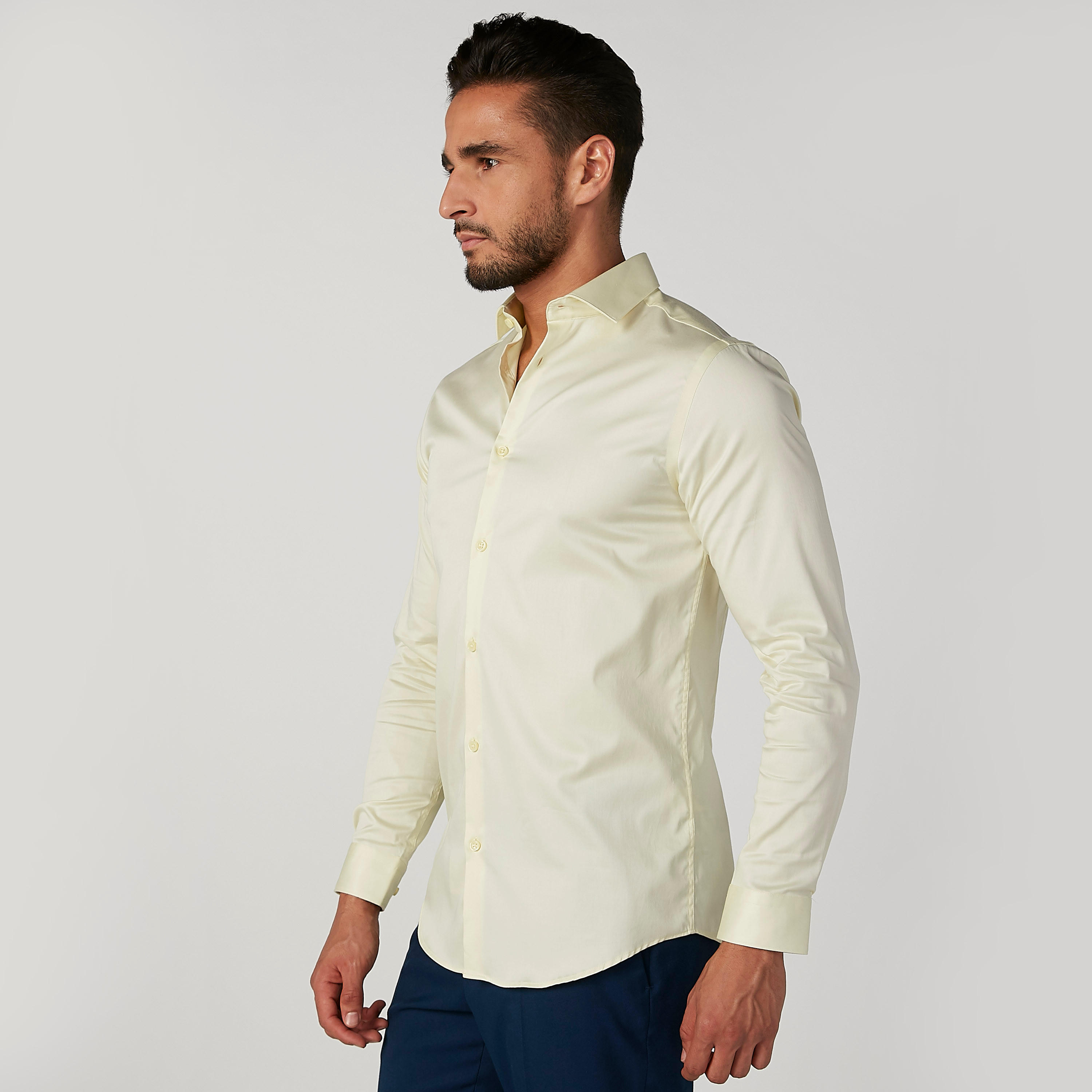 Plain Shirt with Long Sleeves and Spread Collar-men-clothing-shirts-image-4