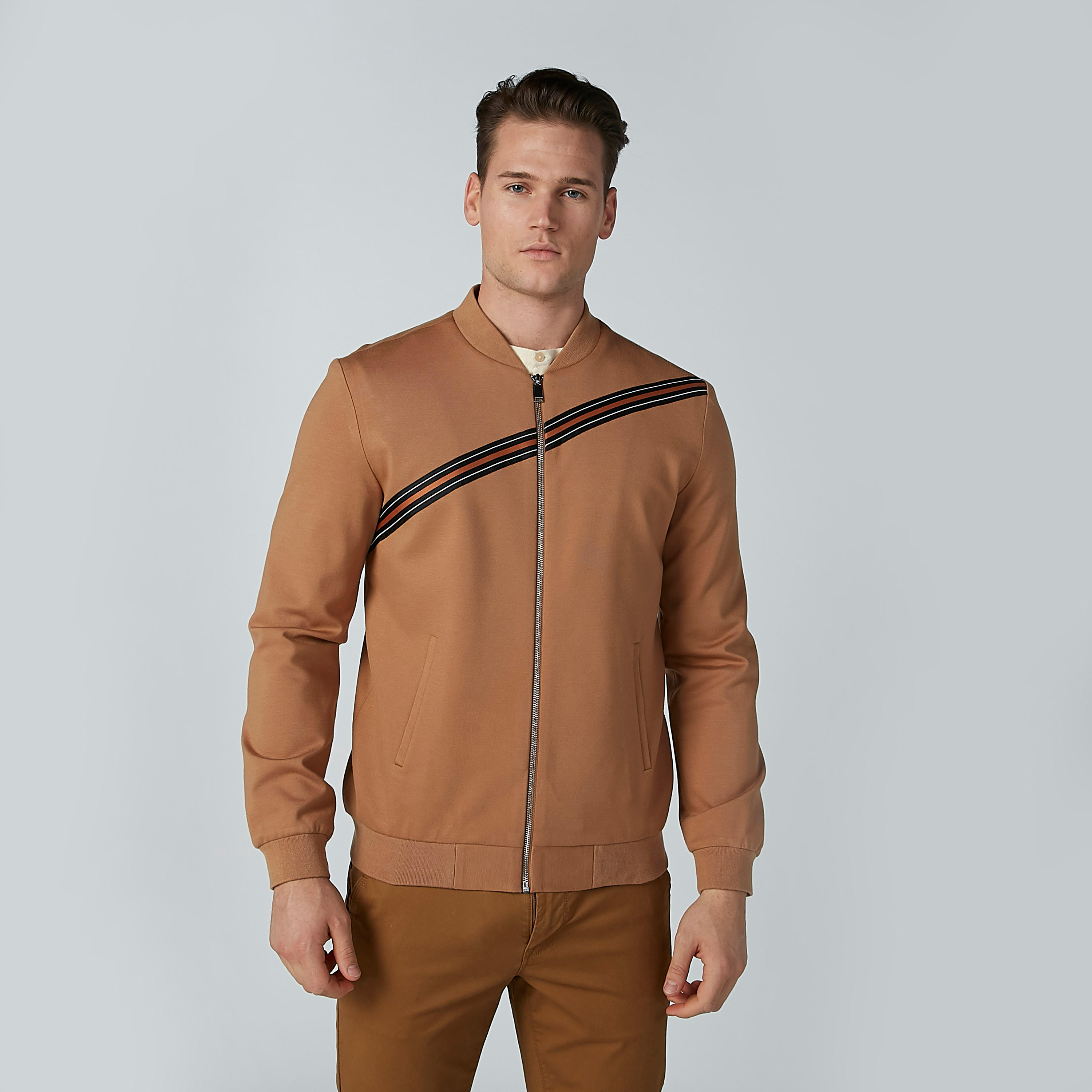 Striped Bomber Jacket with Long Sleeves and Kangaroo Pockets-men-clothing-jacketsandblazers-jackets-image-3
