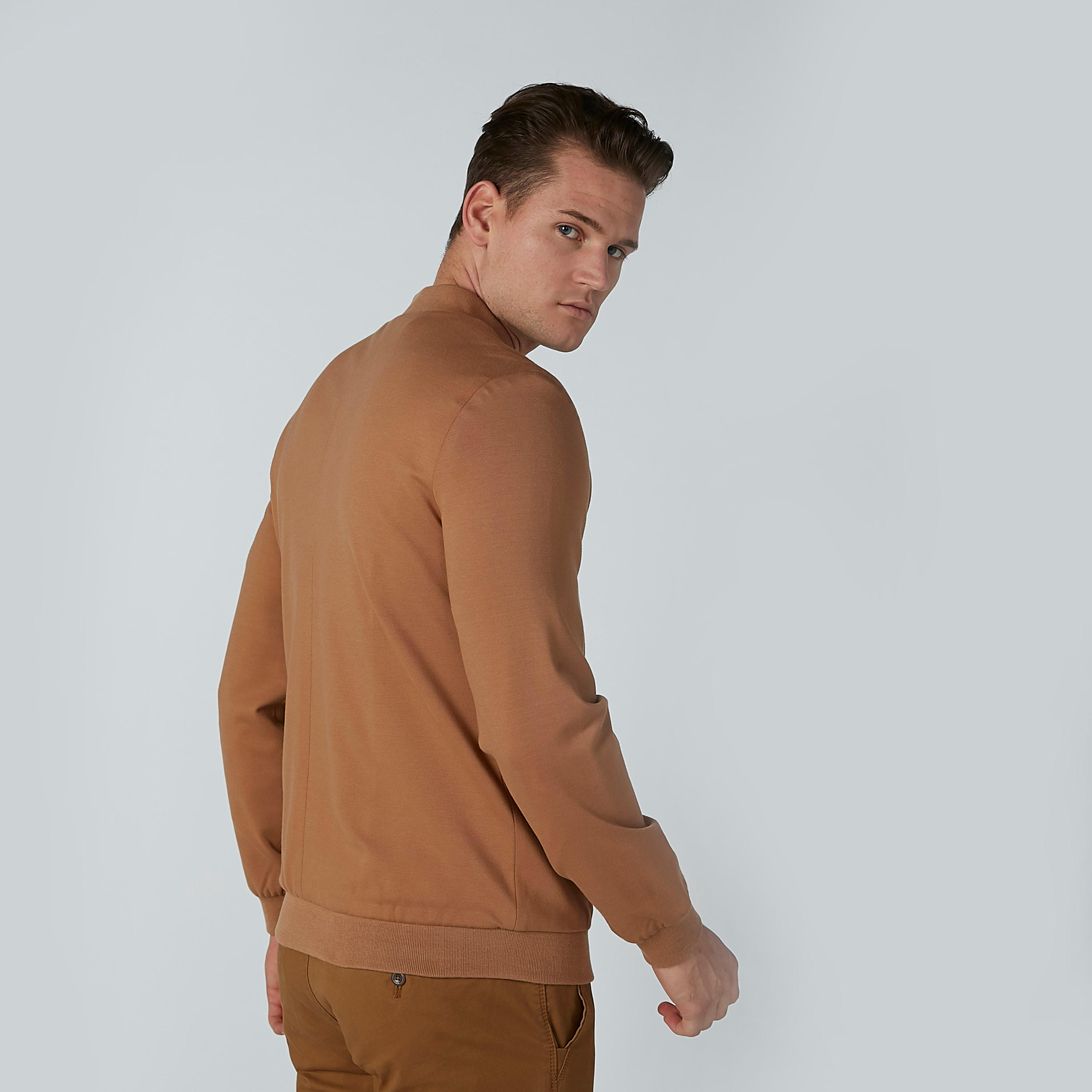 Striped Bomber Jacket with Long Sleeves and Kangaroo Pockets-men-clothing-jacketsandblazers-jackets-image-5