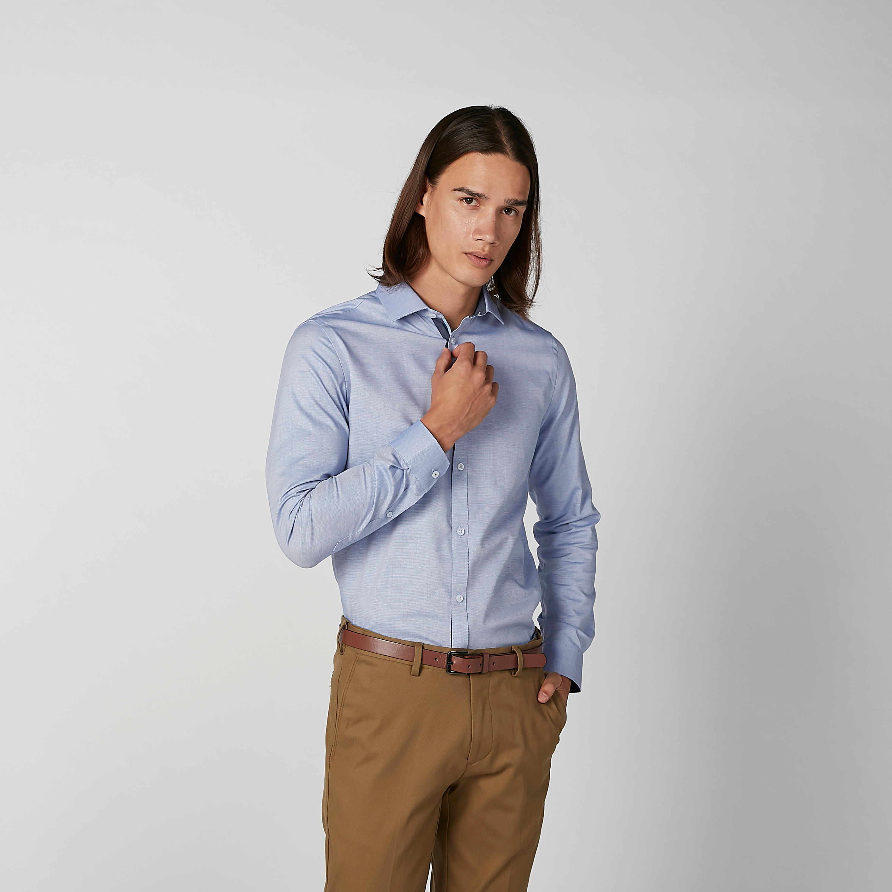 قميص رسمي سادة بقصّة سليم وياقة عاديّة وأكمام طويلة-men-clothing-shirts-image-6