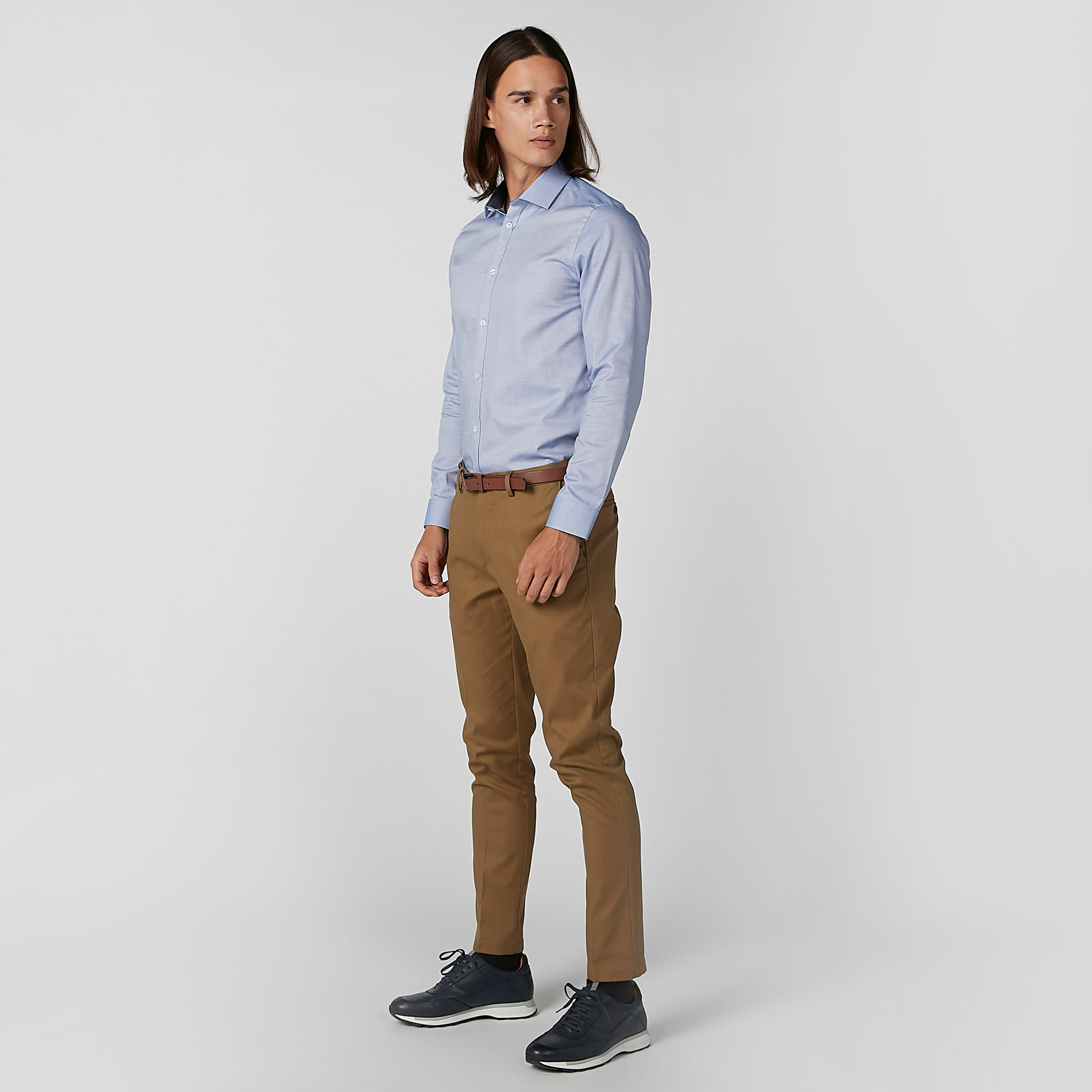 قميص رسمي سادة بقصّة سليم وياقة عاديّة وأكمام طويلة-men-clothing-shirts-image-5
