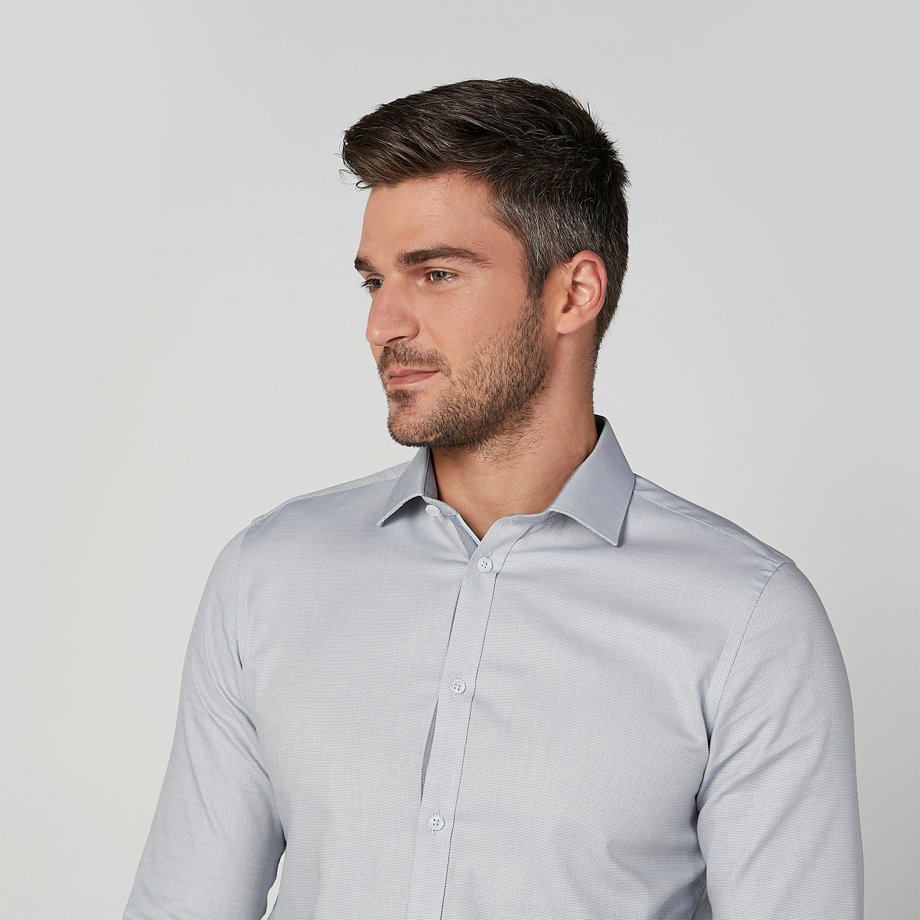Slim Fit Plain Formal Shirt with Long Sleeves and Spread Collar-men-clothing-shirts-image-3