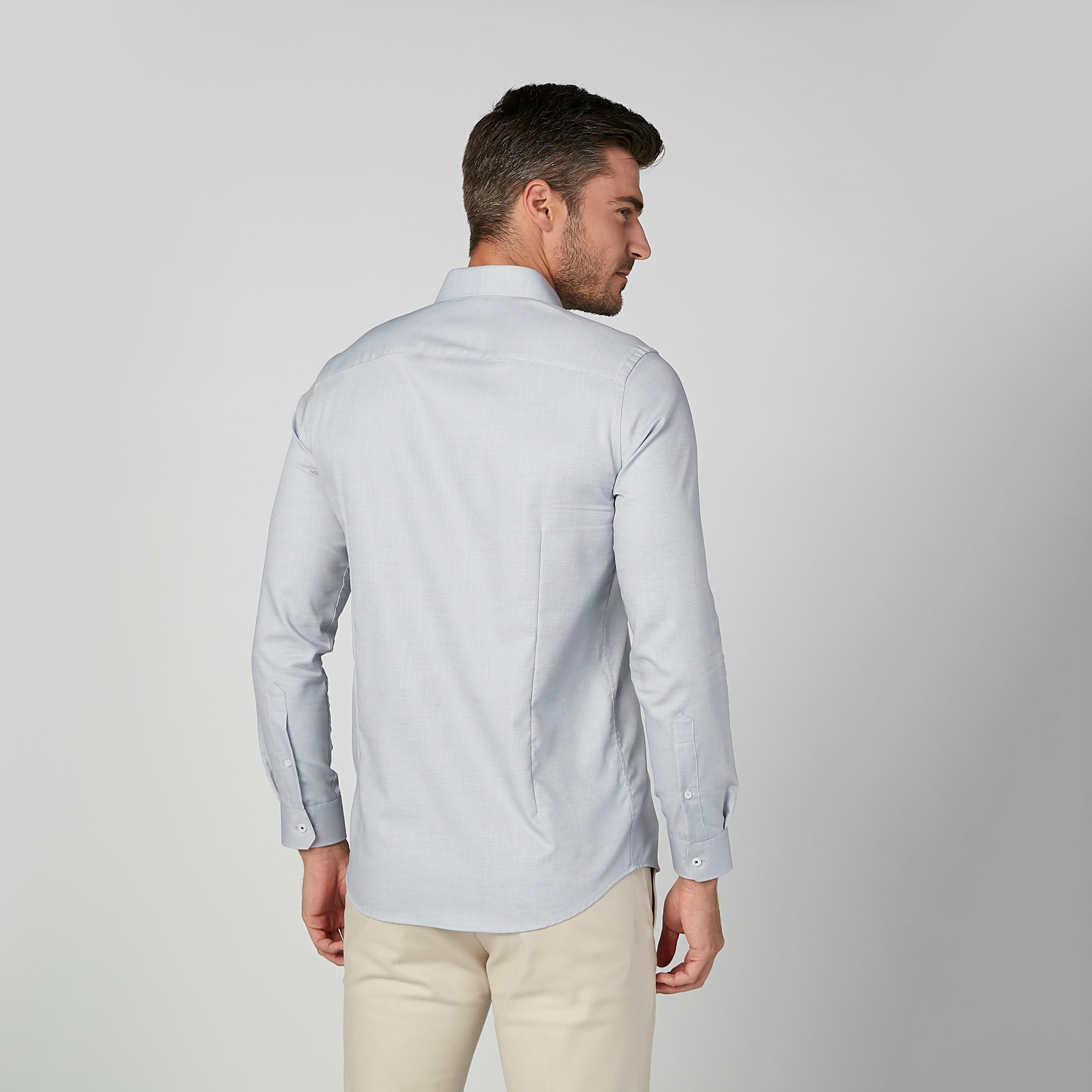 Slim Fit Plain Formal Shirt with Long Sleeves and Spread Collar-men-clothing-shirts-image-4