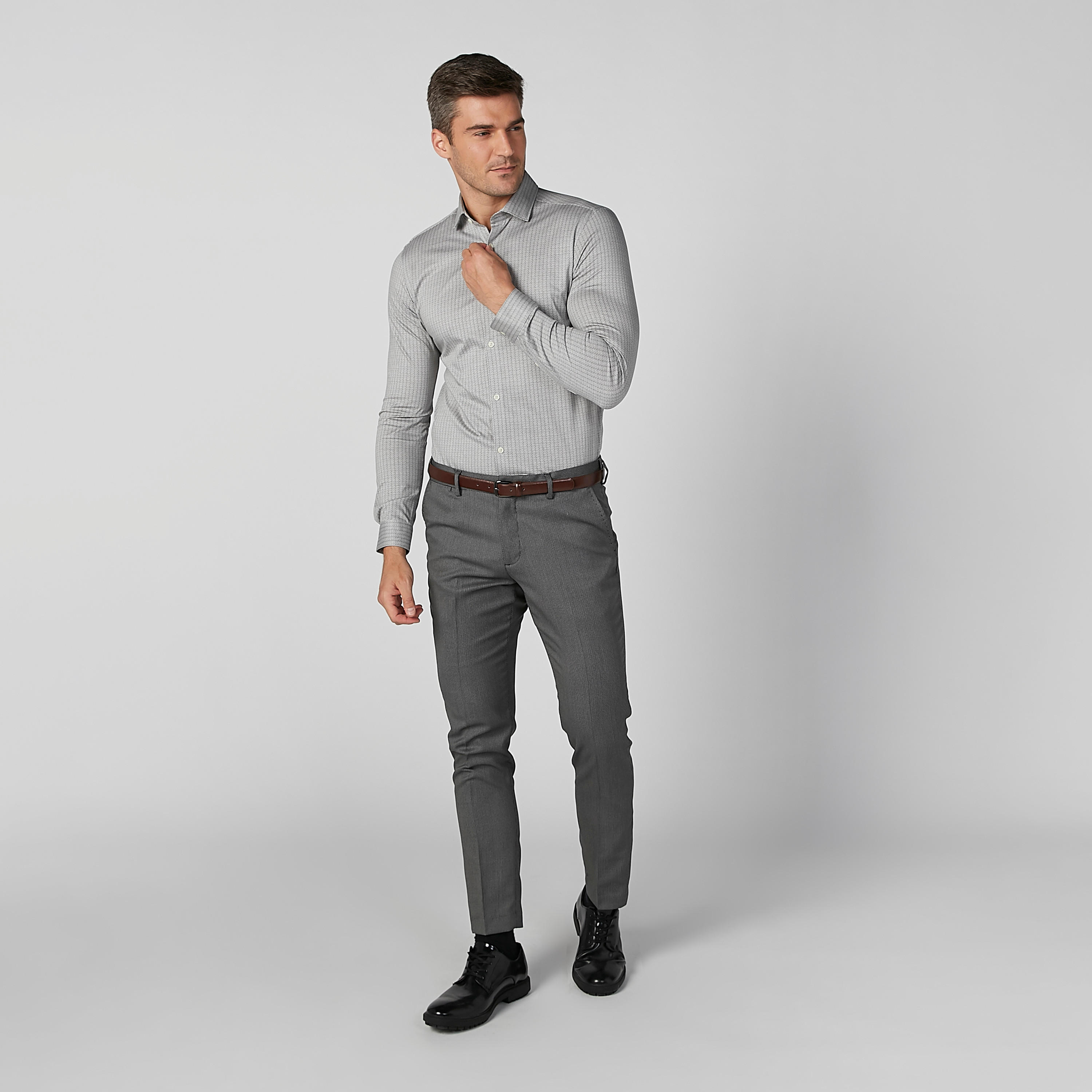 قميص مستدام سليم بارز الملمس سليم وأكمام طويلة -men-clothing-shirts-image-2