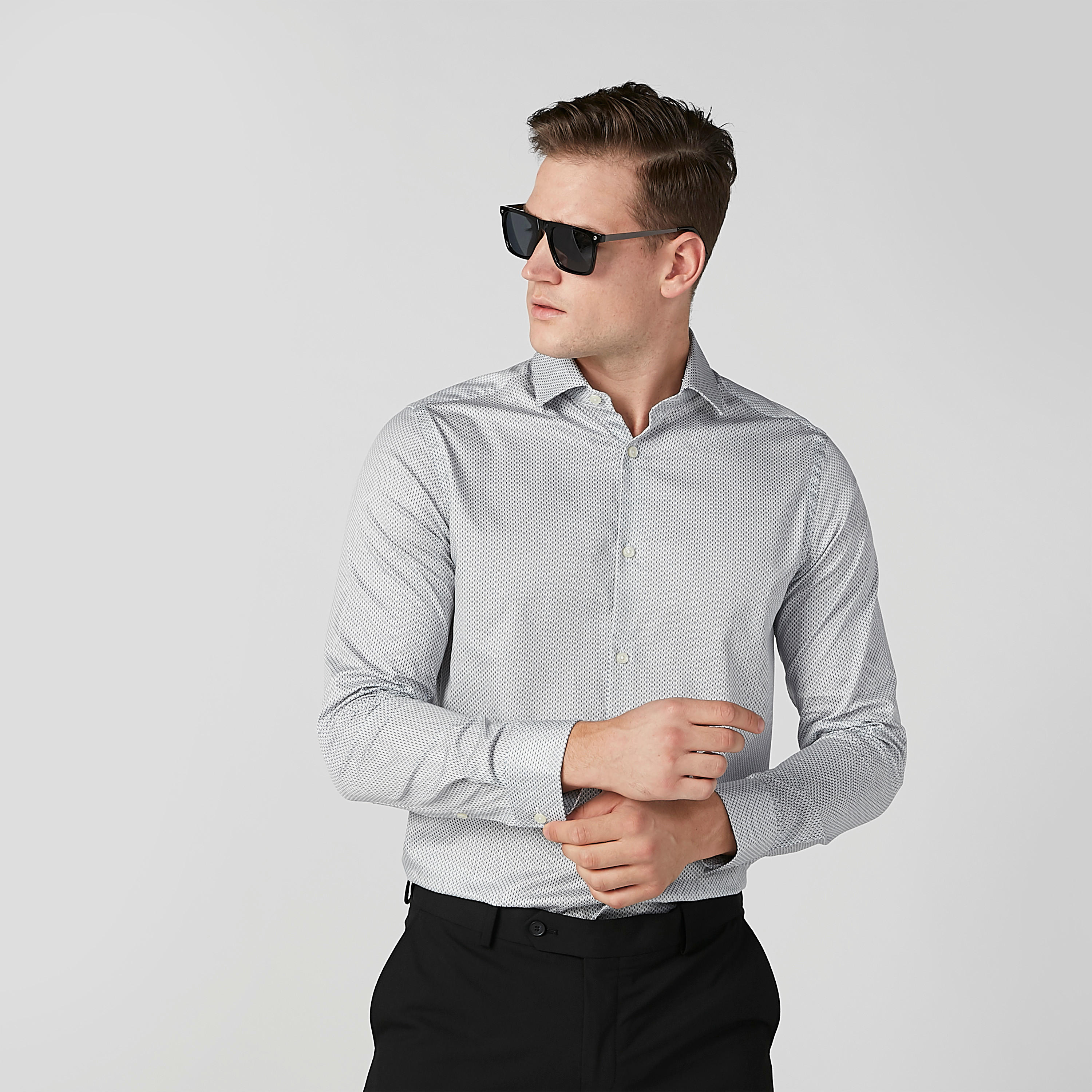 قميص مستدام سليم بياقة عاديّة وطبعات-men-clothing-shirts-image-1