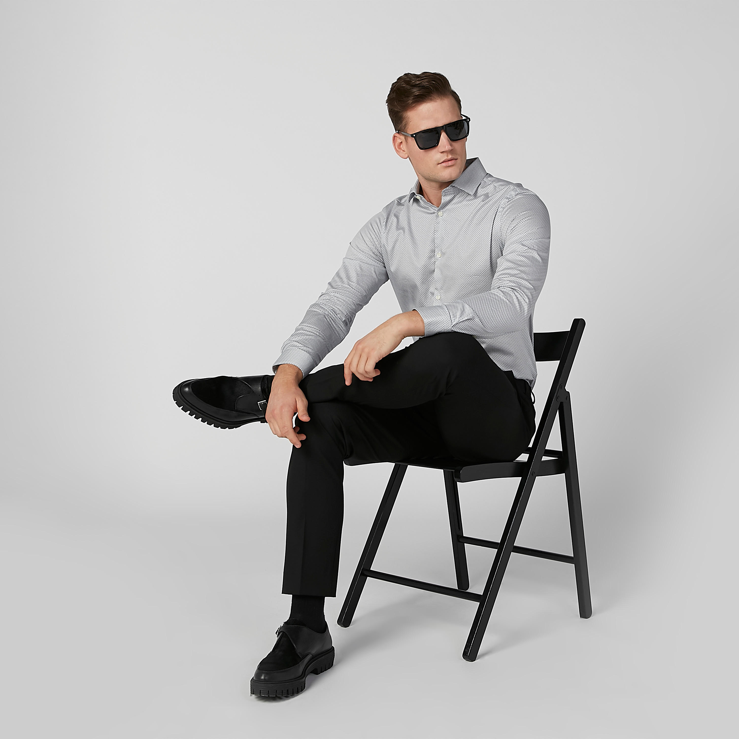 قميص مستدام سليم بياقة عاديّة وطبعات-men-clothing-shirts-image-2