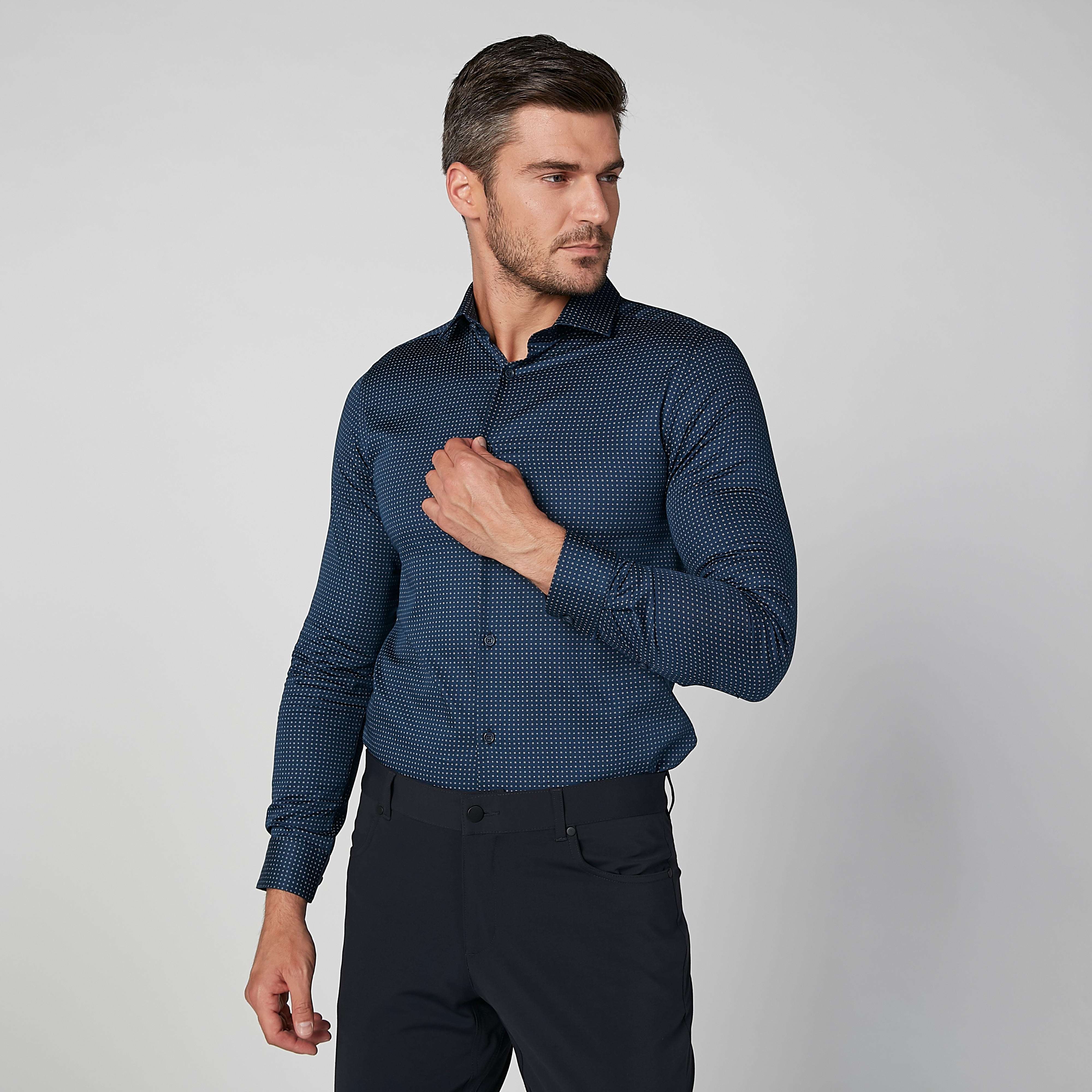 قميص مستدام سليم بأكمام طويلة وطبعات -men-clothing-shirts-image-2
