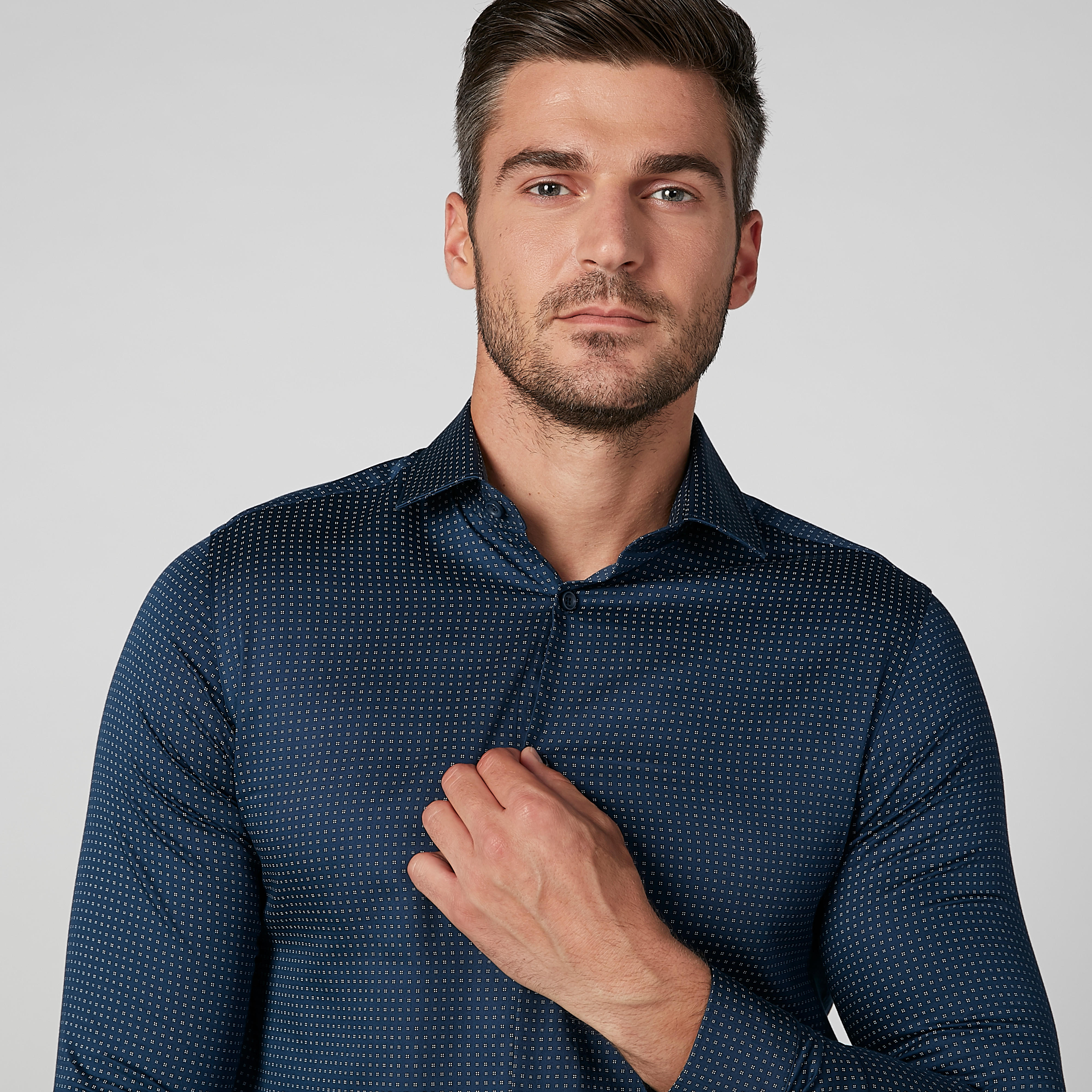 قميص مستدام سليم بأكمام طويلة وطبعات -men-clothing-shirts-image-3