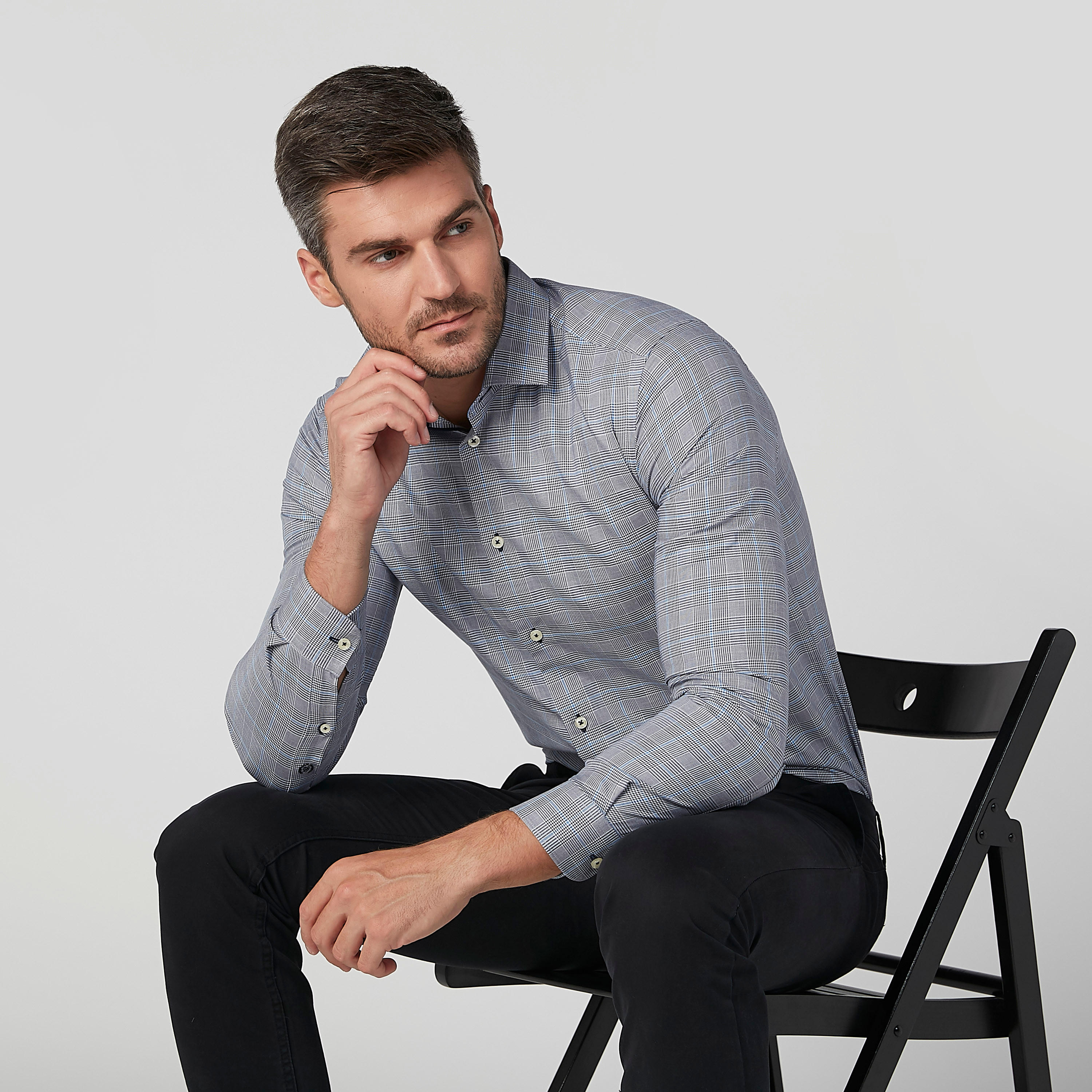 قميص مستدام كاروهات سليم بأكمام طويلة-men-clothing-shirts-image-1
