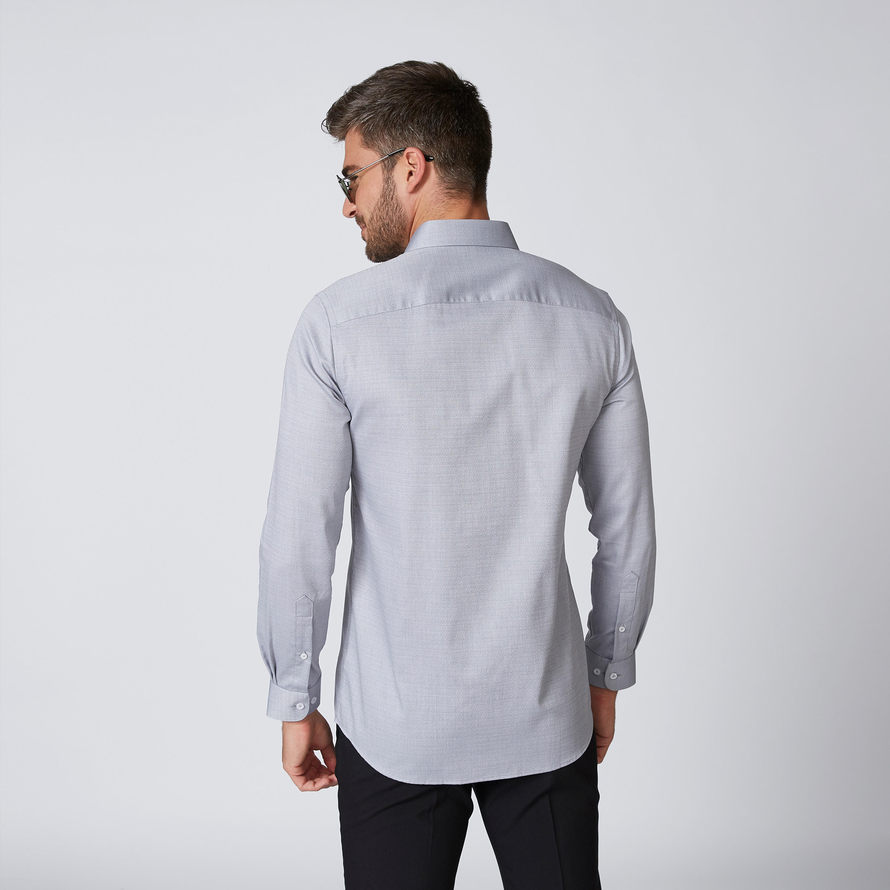 Sustainable Textured Shirt with Spread Collar and Long Sleeves-men-clothing-shirts-image-2