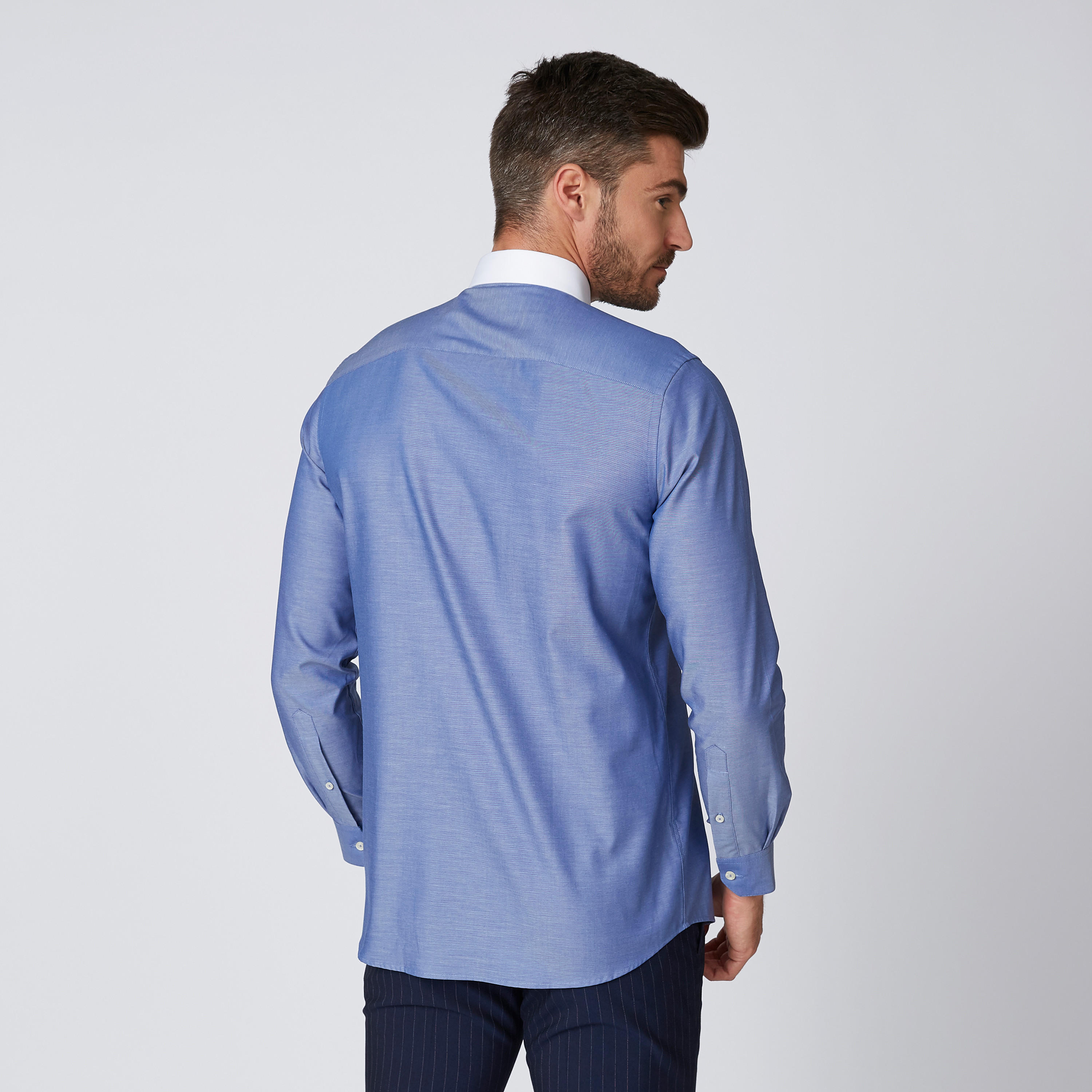Solid Shirt with Contrast Spread Collar and Patch Pocket-men-clothing-shirts-image-2