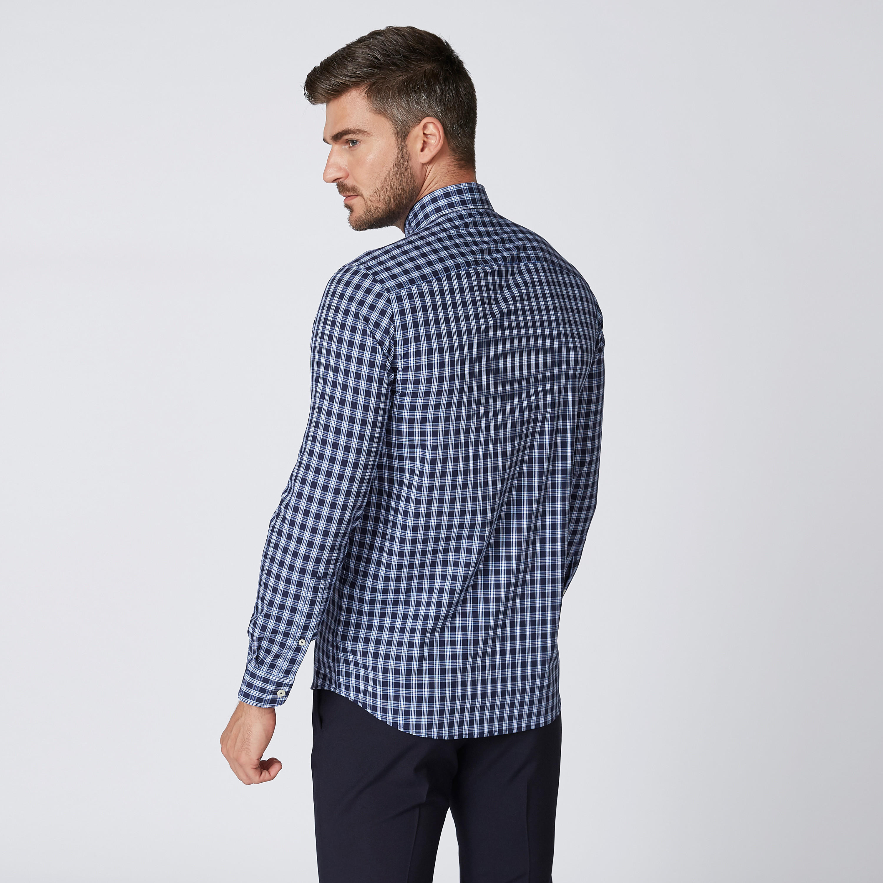 قميص كاروهات مستدام بقصّة سليم وأكمام طويلة -men-clothing-shirts-image-2