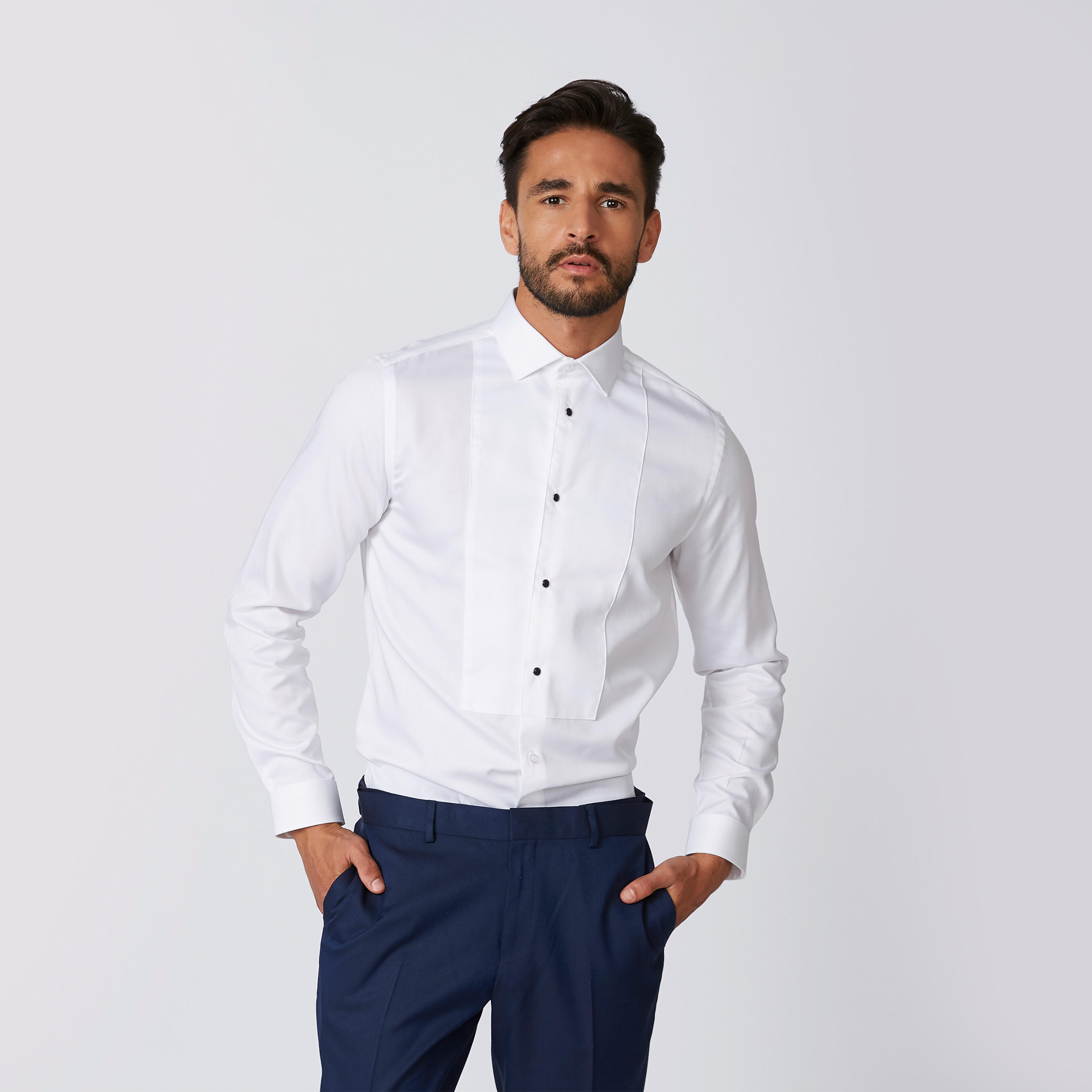 Sustainable Slim Fit Shirt with Spread Collar and Long Sleeves-men-clothing-shirts-image-1
