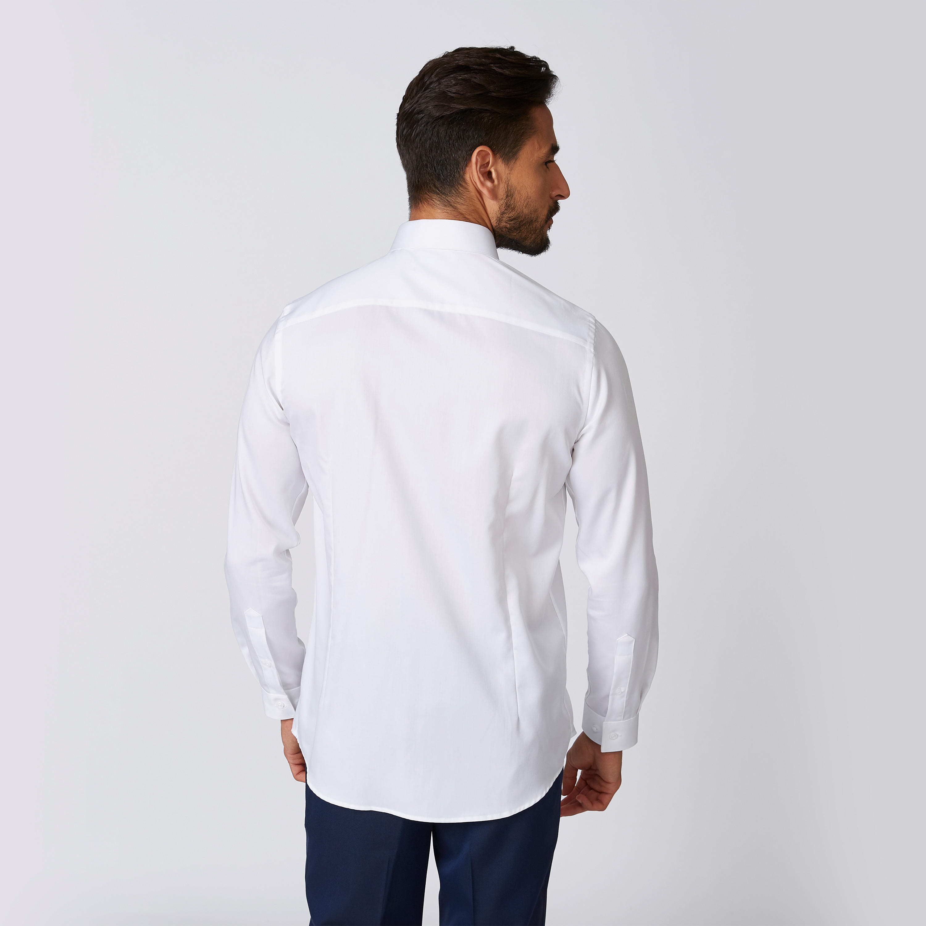 Sustainable Slim Fit Shirt with Spread Collar and Long Sleeves-men-clothing-shirts-image-2