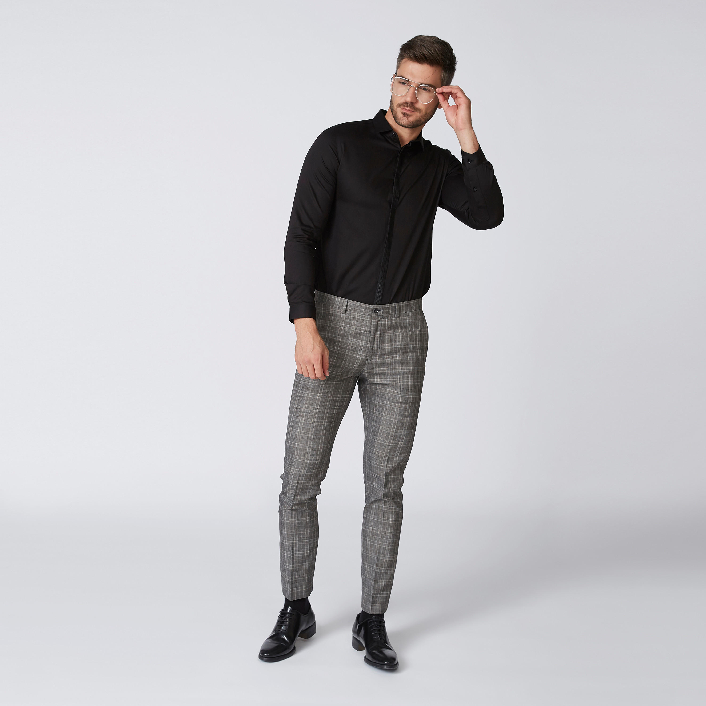 Sustainable Slim Fit Plain Shirt with Long Sleeves and Textured Placket-men-clothing-shirts-image-4
