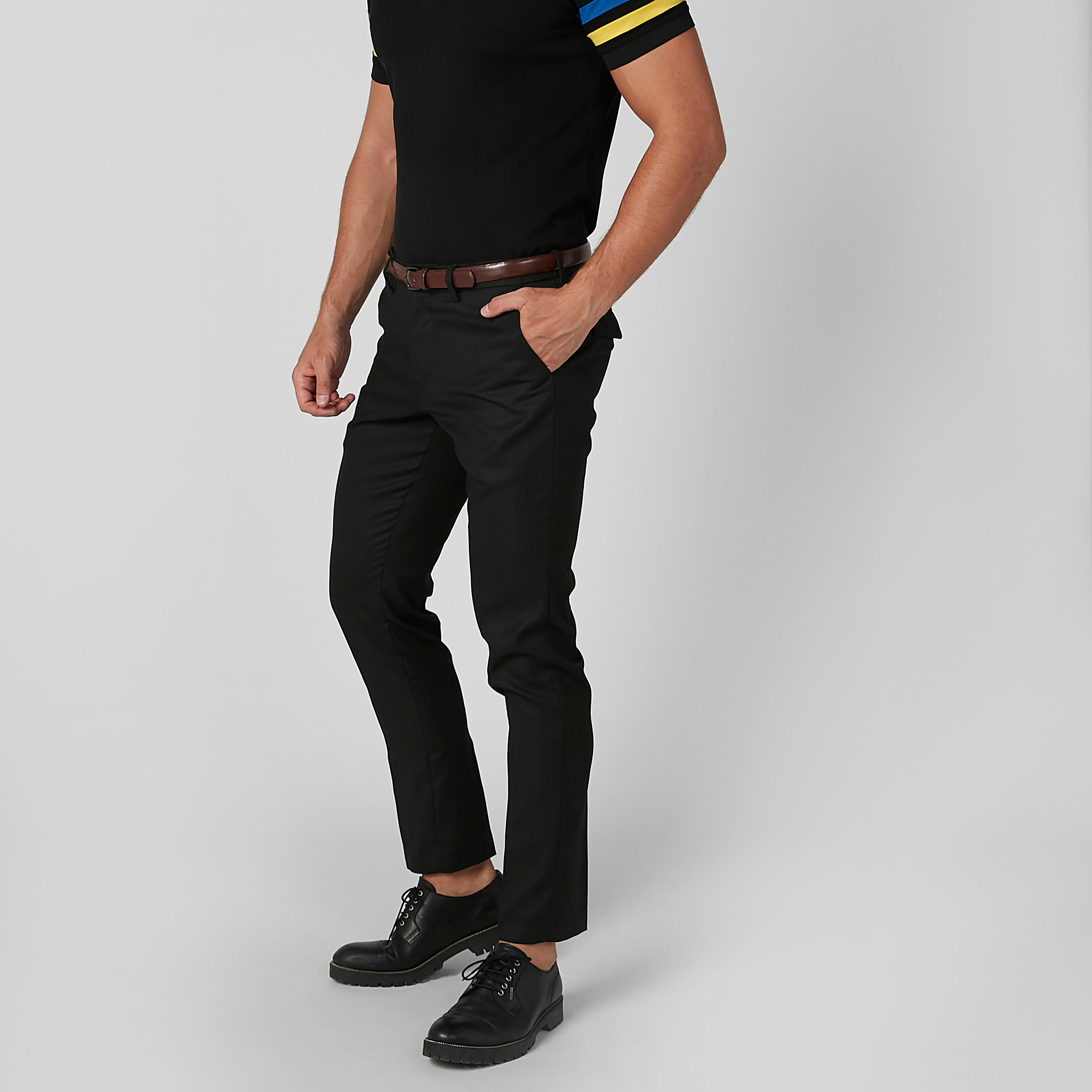 Full Length Plain Formal Trousers with Pocket Detail and Belt Loops-men-clothing-bottoms-trousersandchinos-trousers-image-3